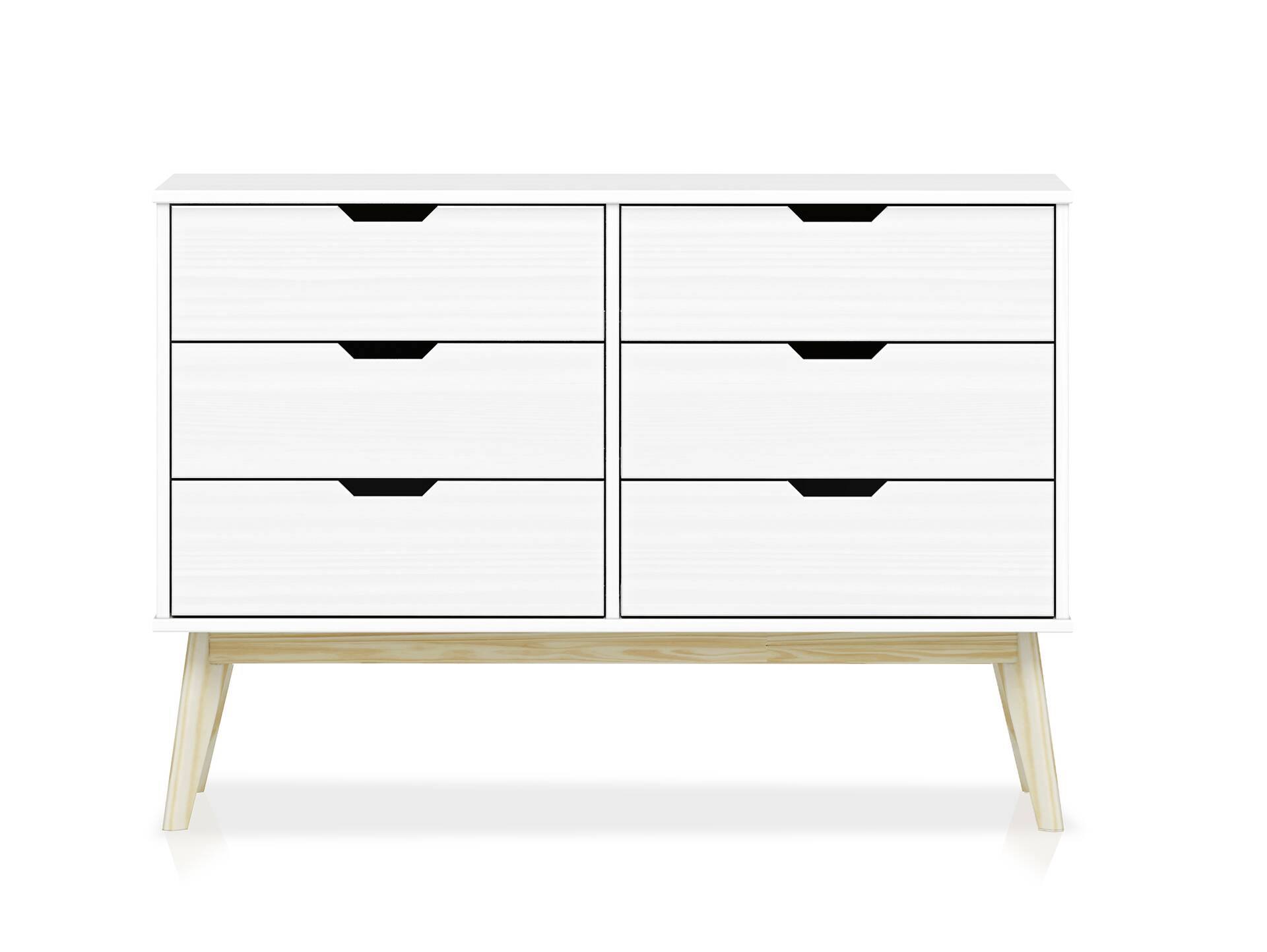 BARNY Kommode 6 Schubkästen, Material Massivholz, Kiefer Kiefer weiss lackiert