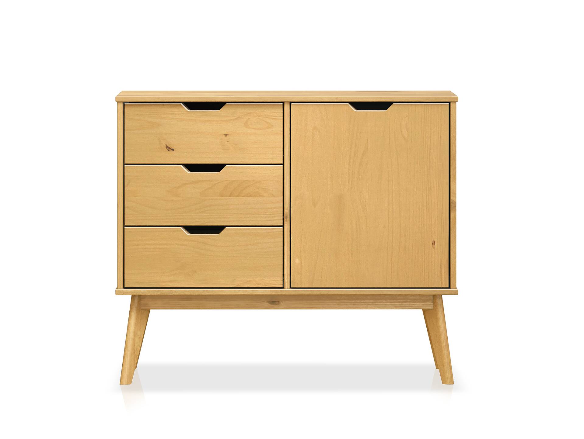 BARNY Kommode 1 Tür + 3 Schubkästen, Material Massivholz, Kiefer Kiefer gewachst