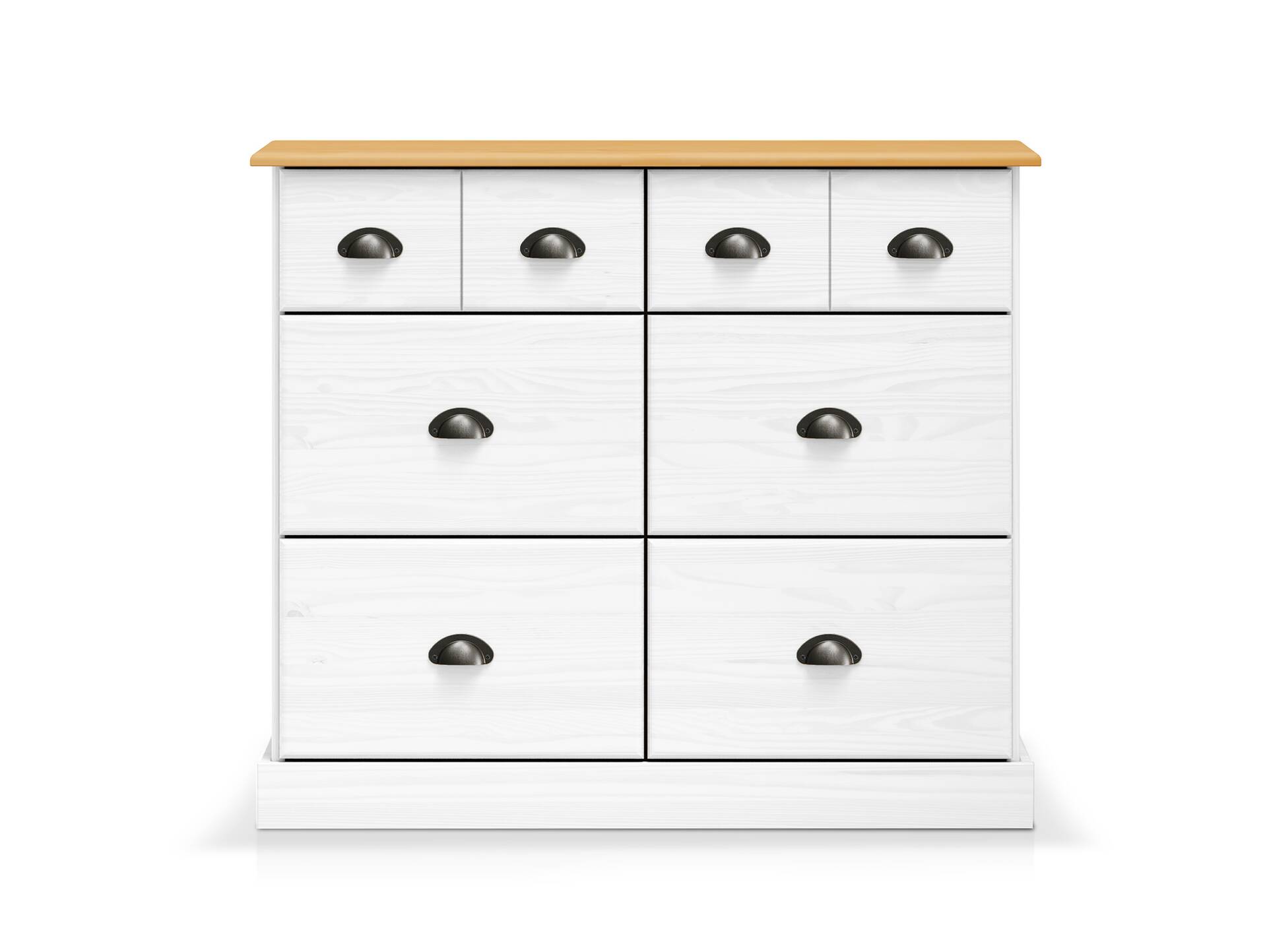 KUNO Kommode II 4+2 Schubkästen, Material Massivholz Kiefer weiss