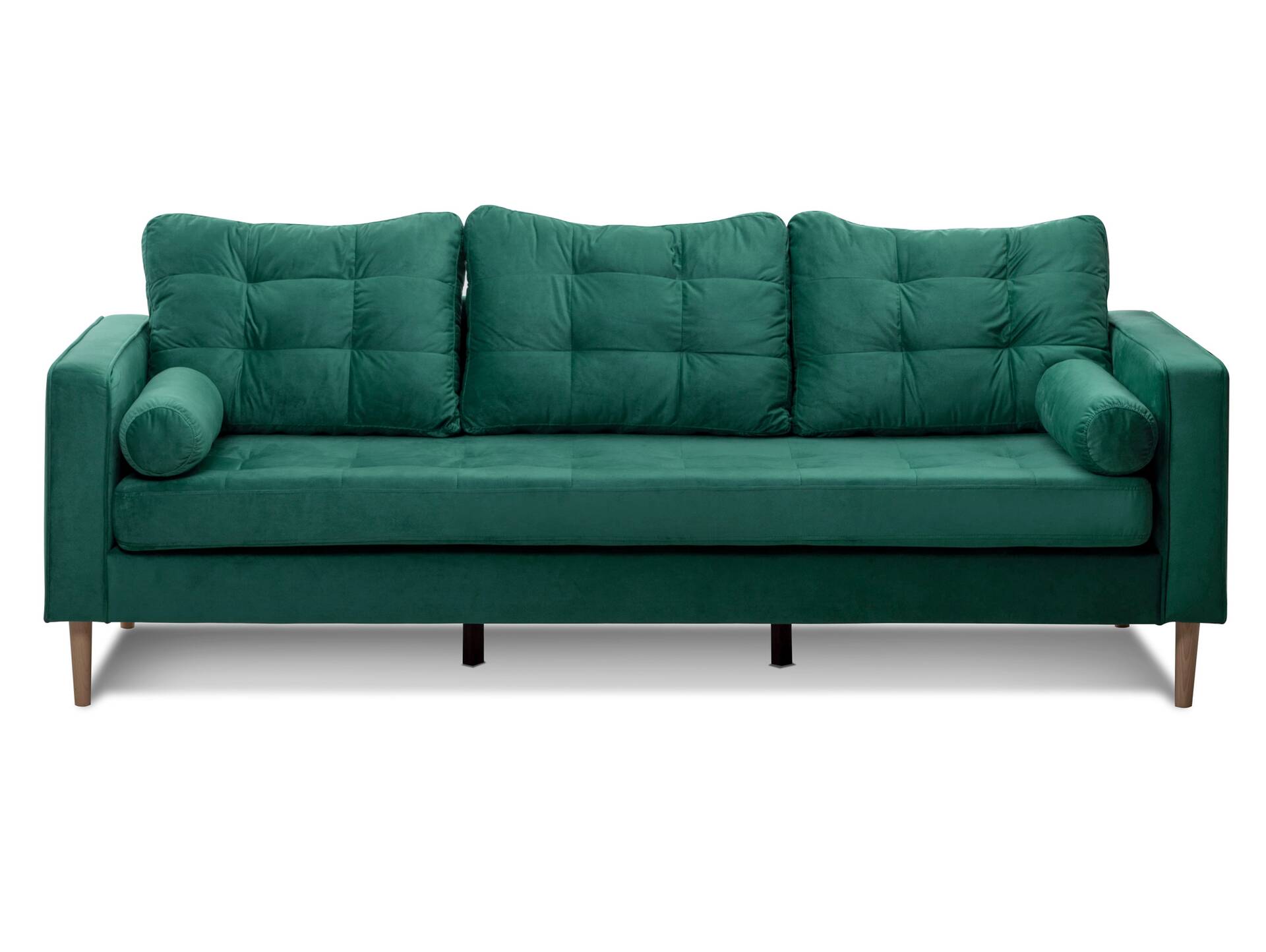 GLAMMI 3-Sitzer Sofa mit Samtbezug, Füße Buche massiv Dunkelgrün