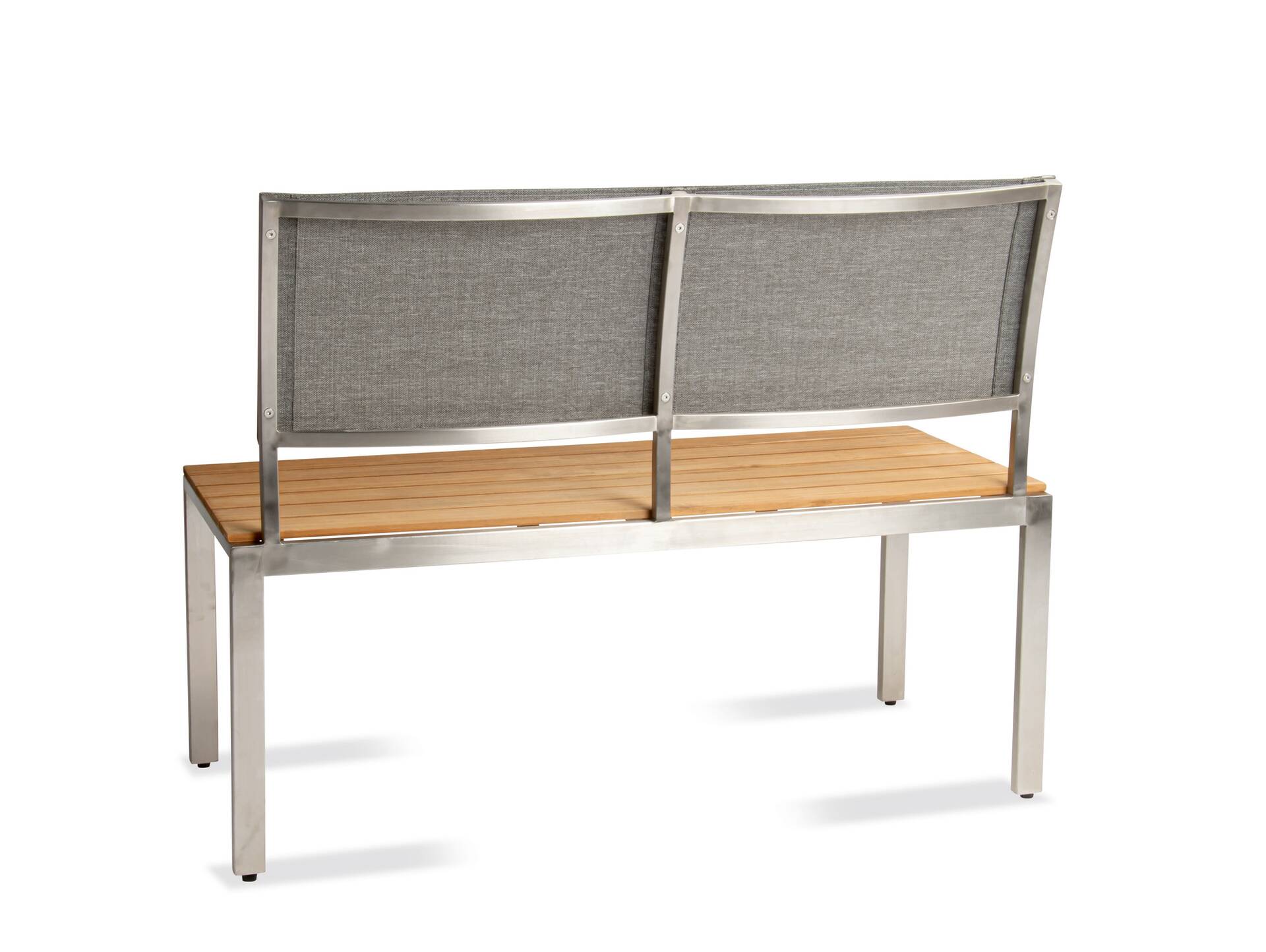 VIONA Gartenbank, Material Edelstahl, Teak/Leinen grau 110 cm