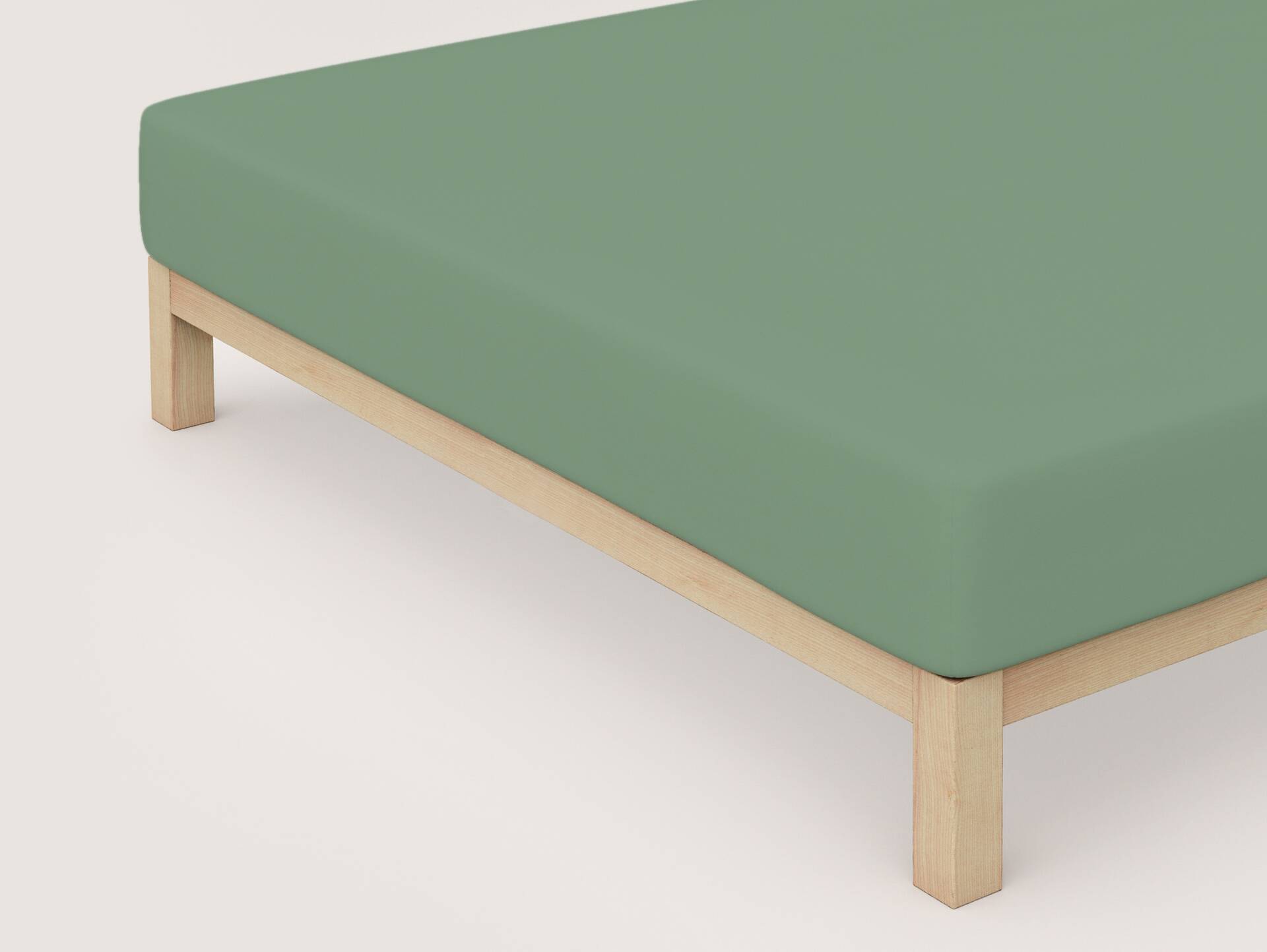 Schlafgut PURE Spannbetttuch/Spannbettlaken für Matratze, Bio-Mako-Baumwolle mit Elastan Grün | 120x190 - 130x220 cm
