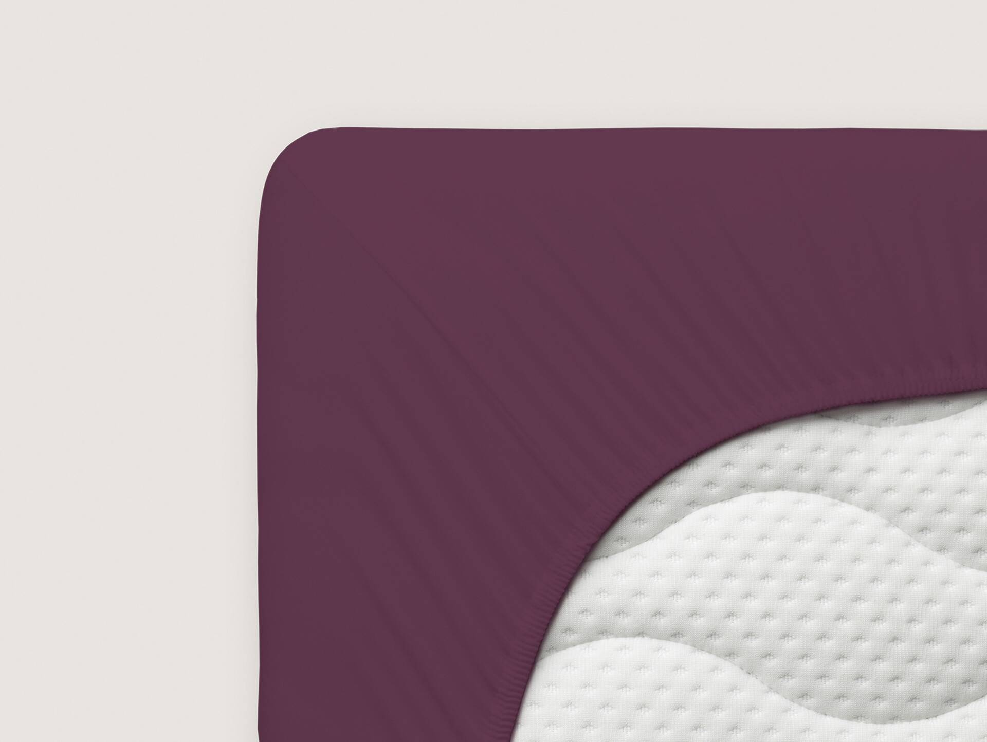 Schlafgut PURE Topper Spannbetttuch/Spannbettlaken, Bio-Mako-Baumwolle mit Elastan Violett | 180x190 - 200x220 cm