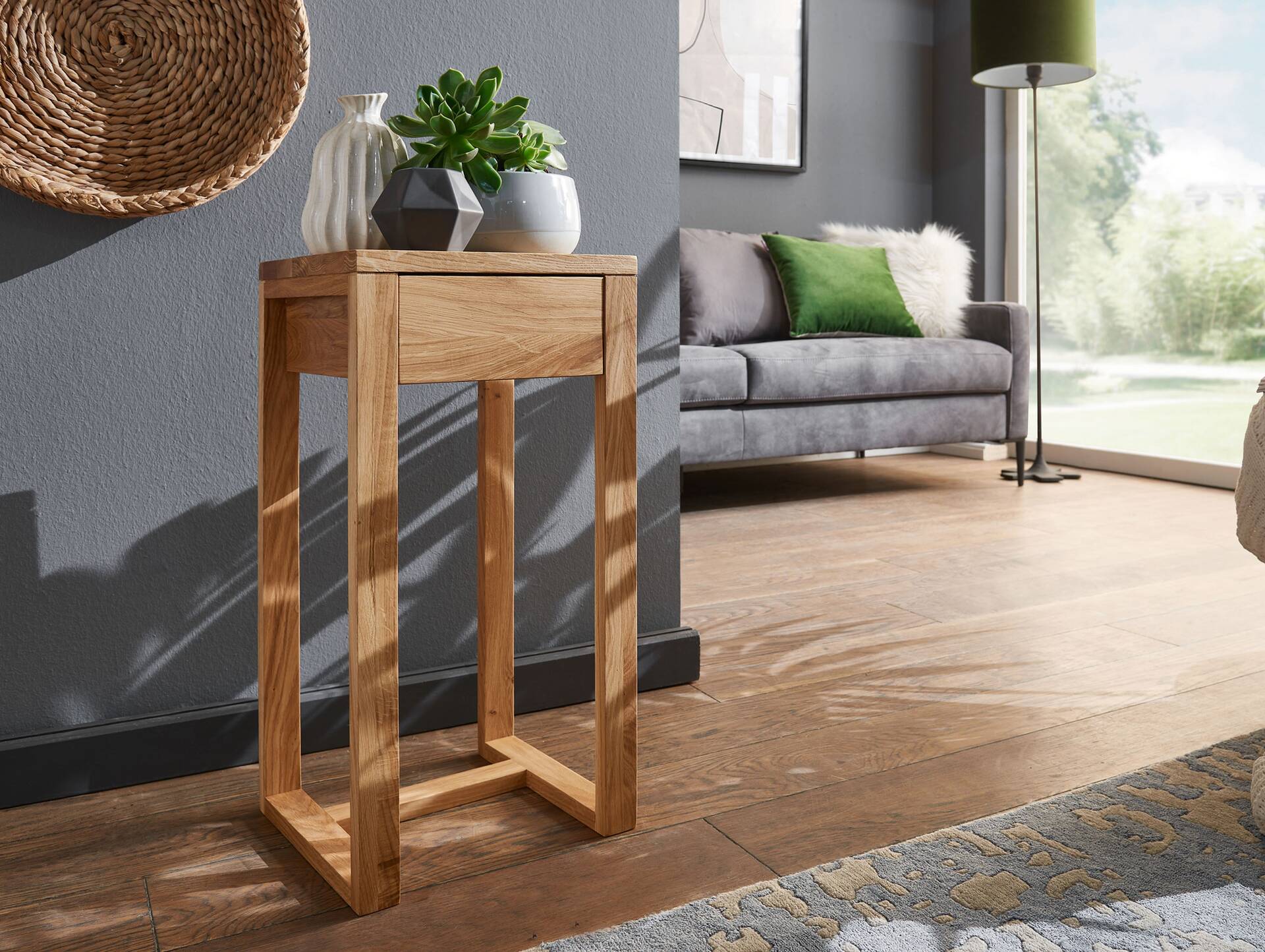 MARITA Blumensäule 60 cm, Material Massivholz, Wildeiche geölt 