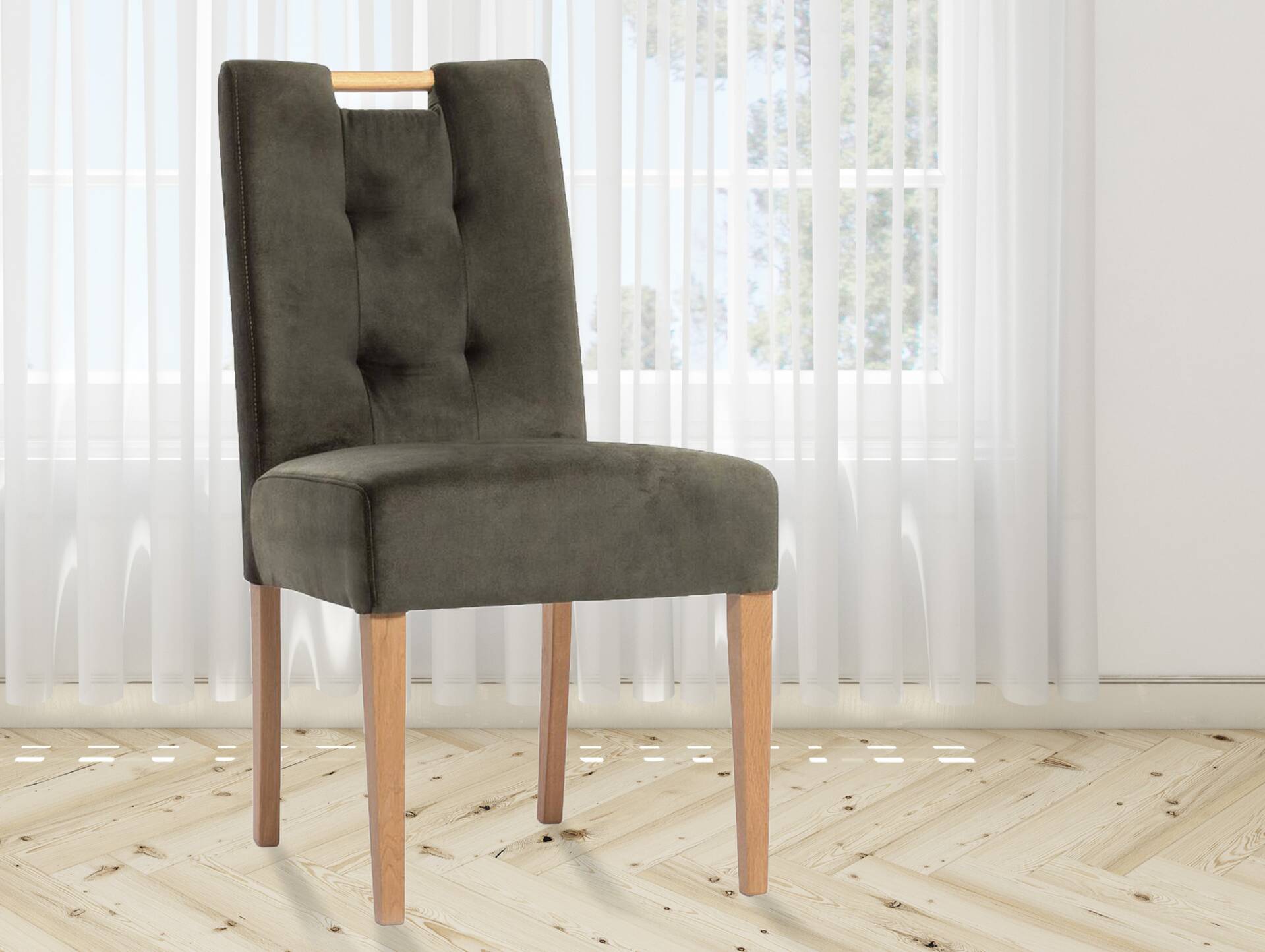 ABANO Polsterstuhl mit Griff, Material Massivholz/Bezug Samt 