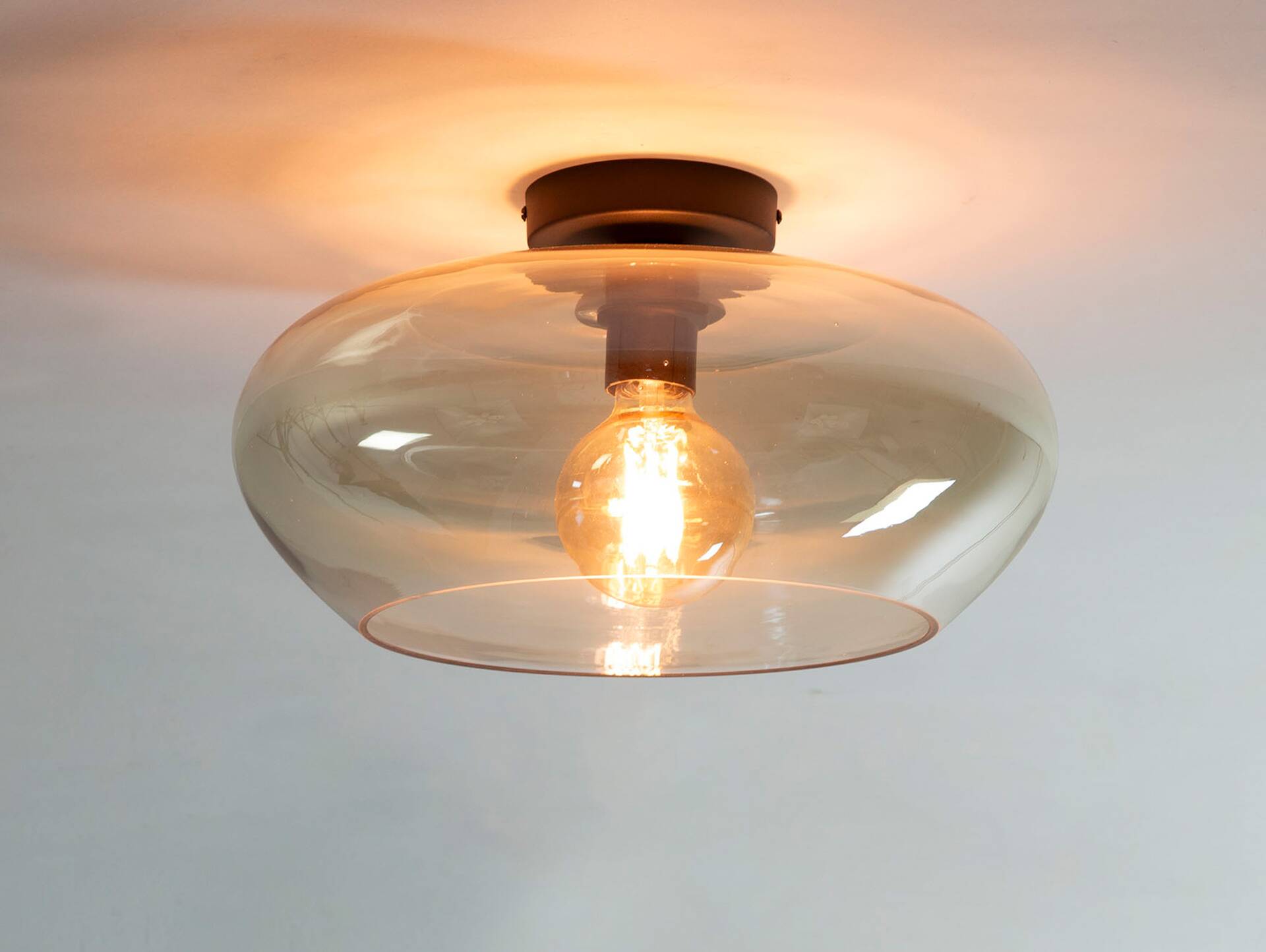 CYRIAN Deckenlampe, 1-flammig, Material Glas, bernsteinfarbig 