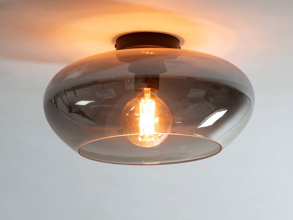 CYRIAN Deckenlampe, 1-flammig, Material Glas, rauchfarbig 
