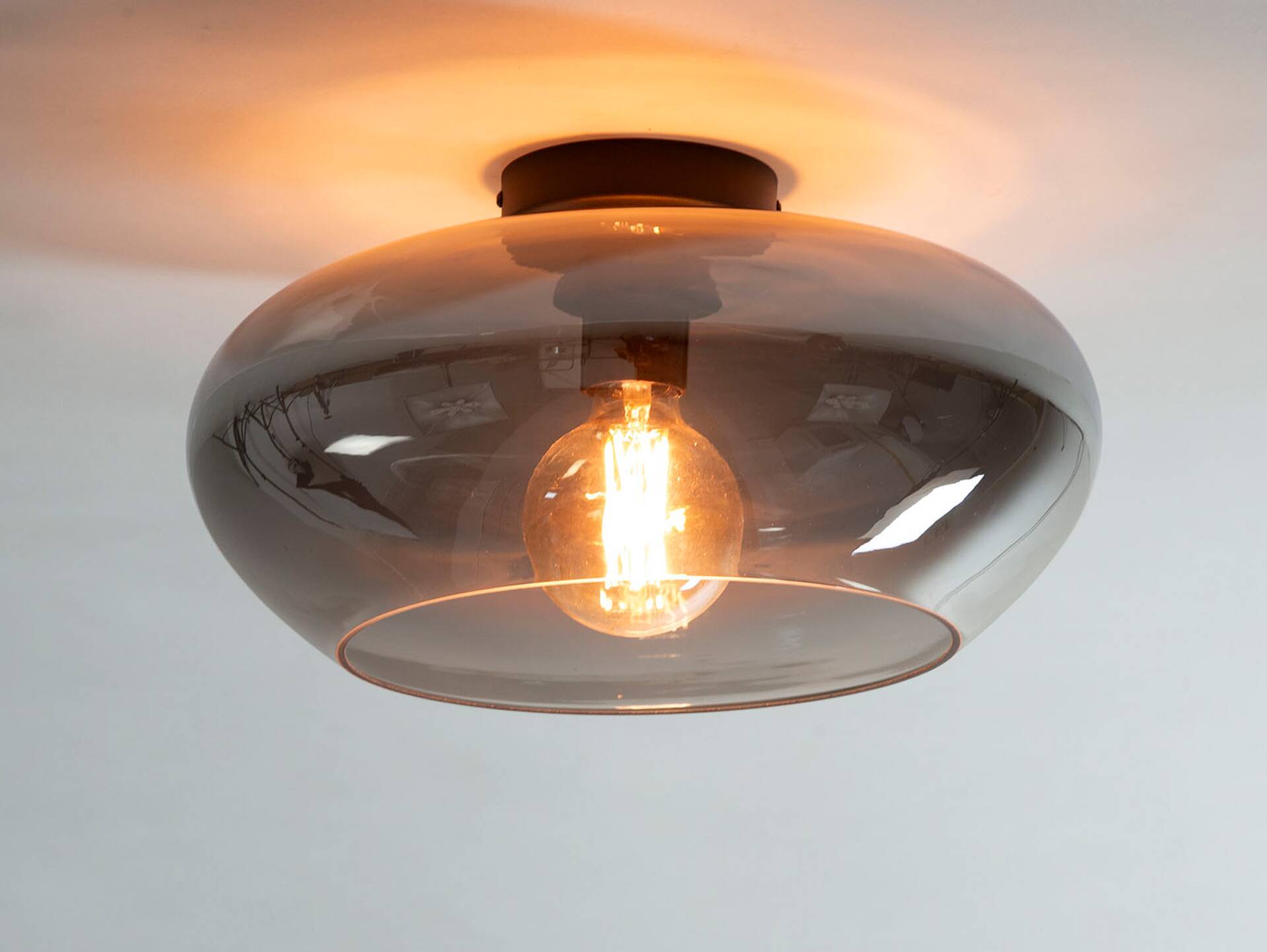 CYRIAN Deckenlampe, 1-flammig, Material Glas, rauchfarbig 