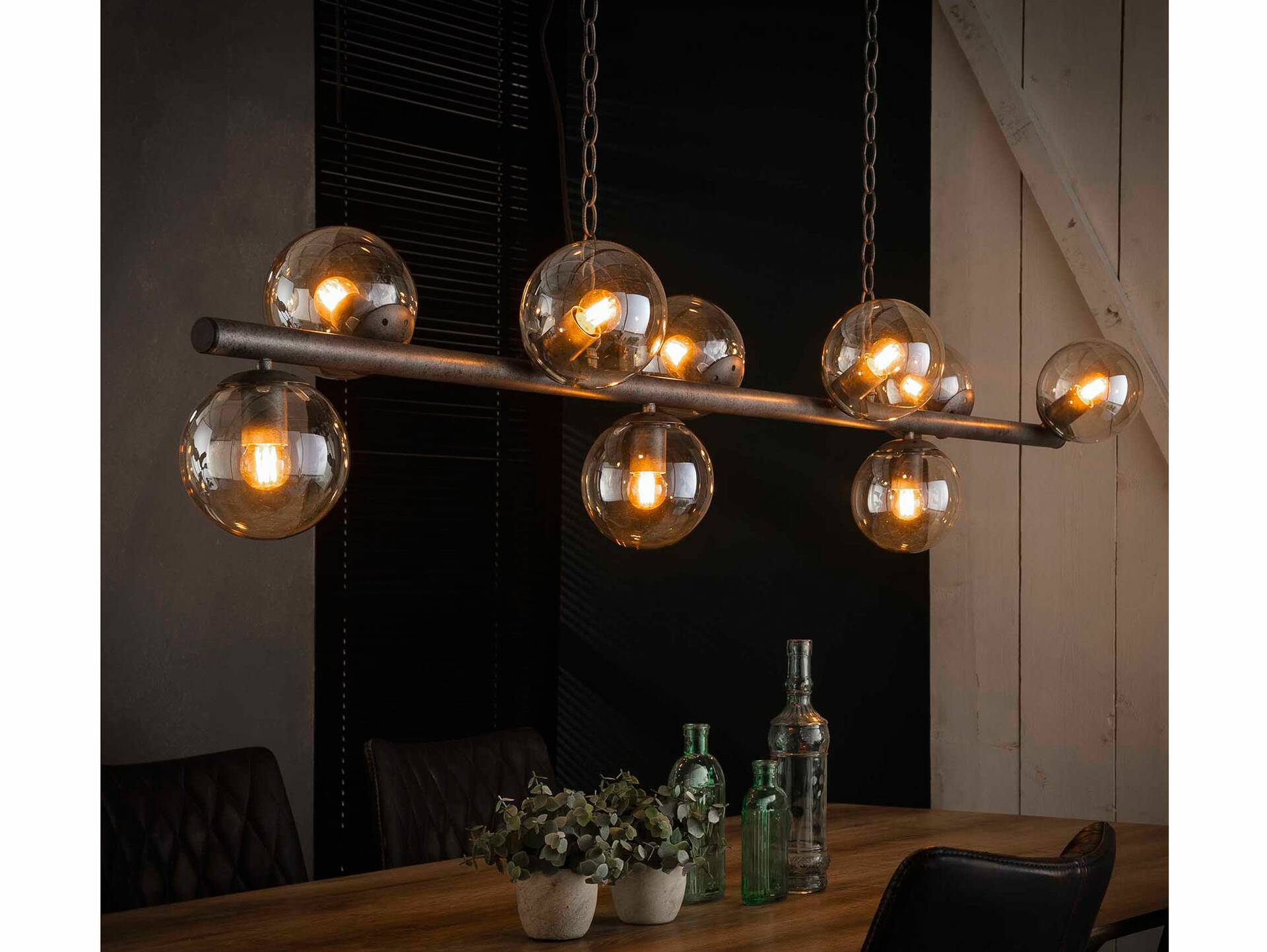 RAIKA Pendelleuchte mit 9 Glaskugeln, Material Metall 