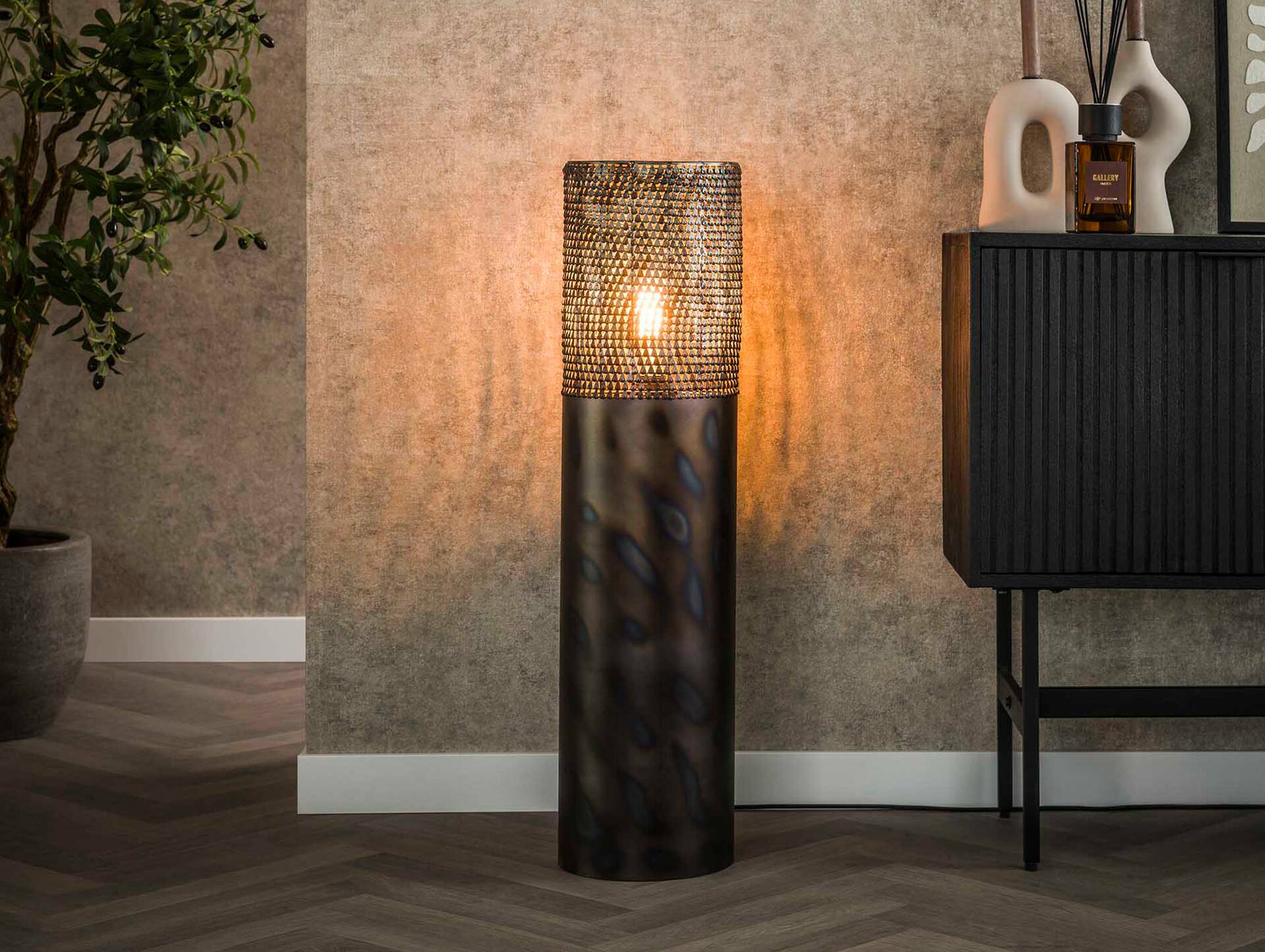JORIS Stehlampe mittel, 1-flammig, Material Metall, schwarzbraun 