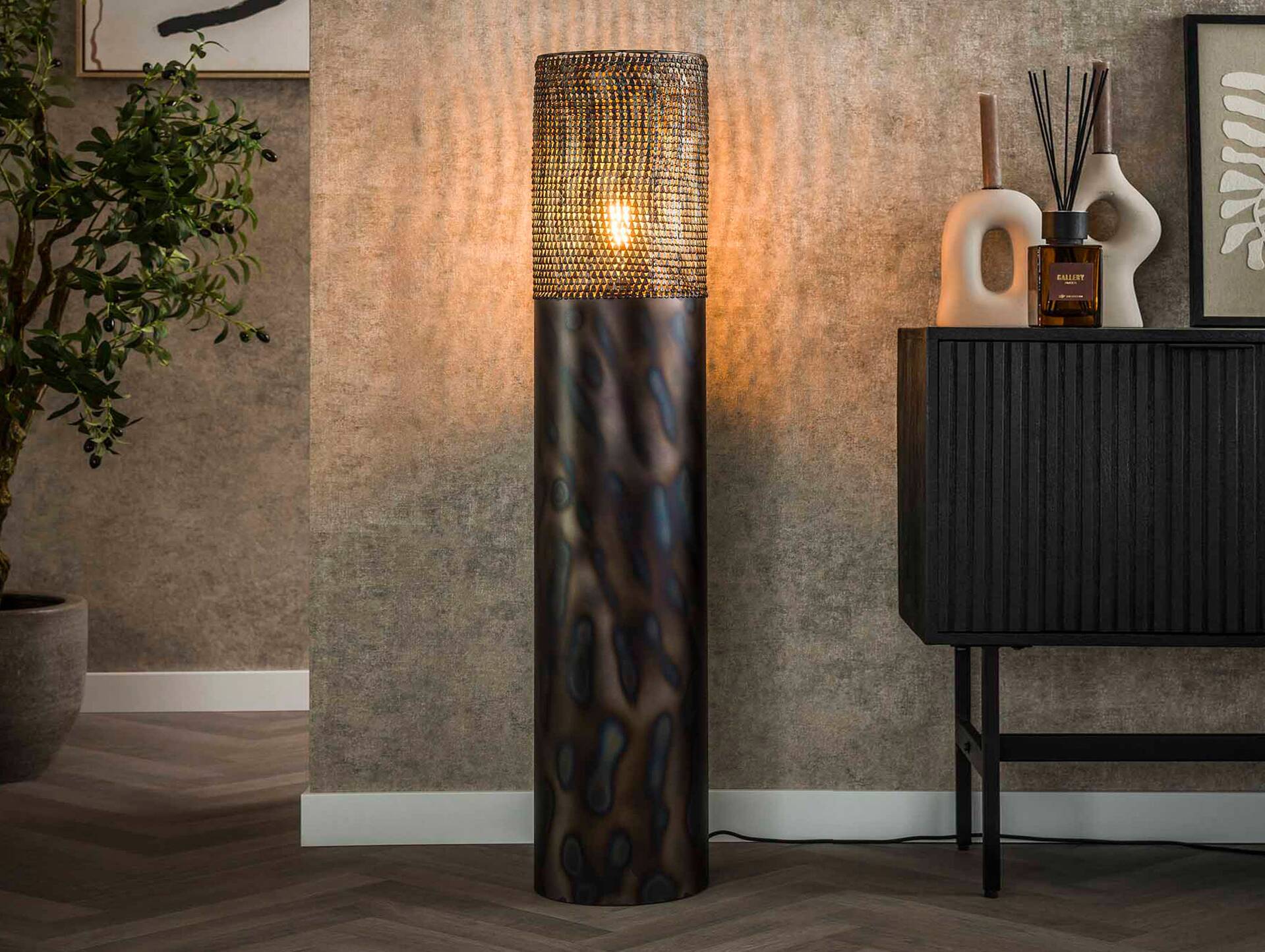 JORIS Stehlampe groß, 1-flammig, Material Metall, schwarzbraun 