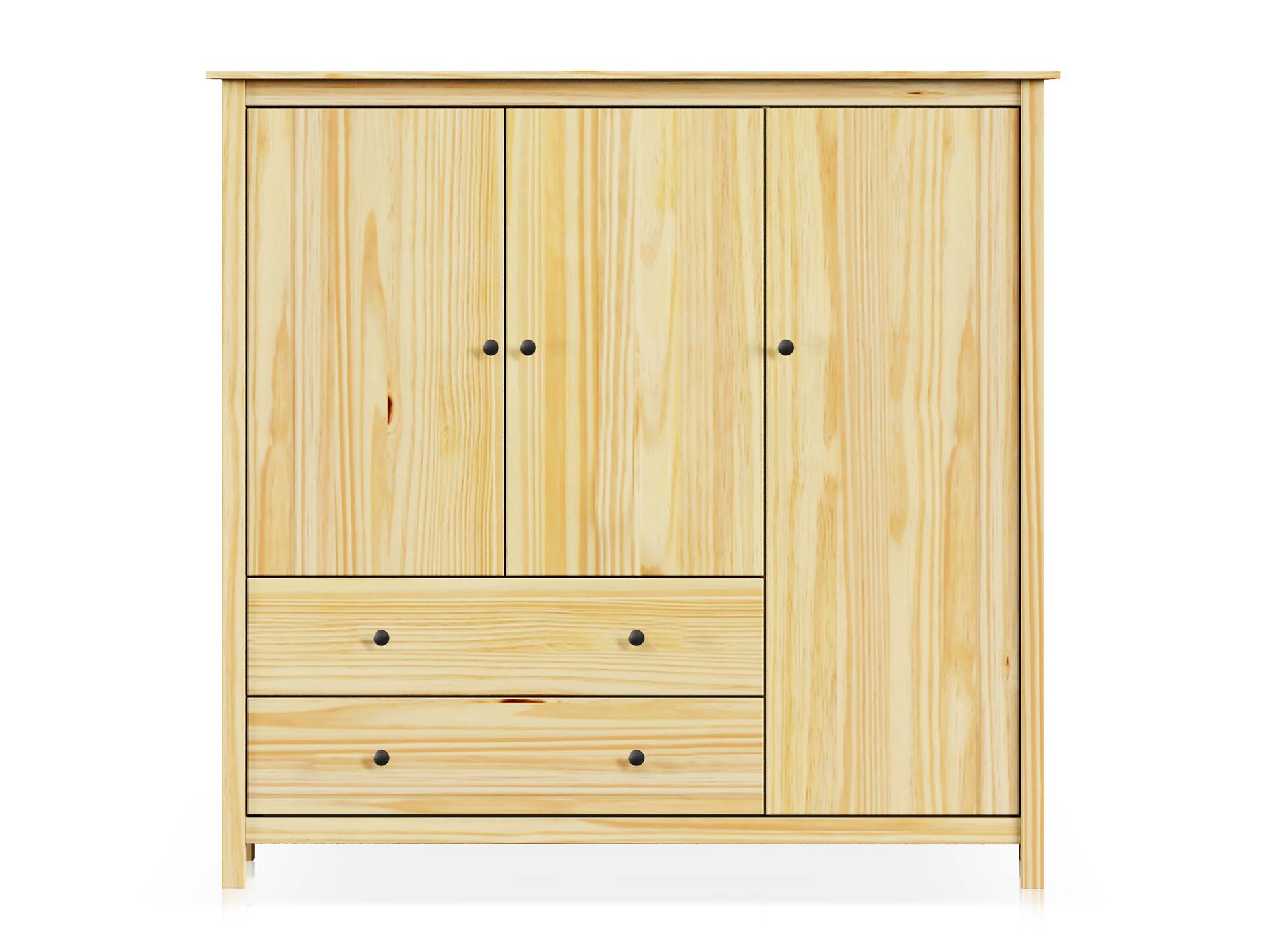 TOBINO Kleiderschrank/Wäscheschrank 3trg, Material Massivholz, Kiefer Kiefer natur | Metall