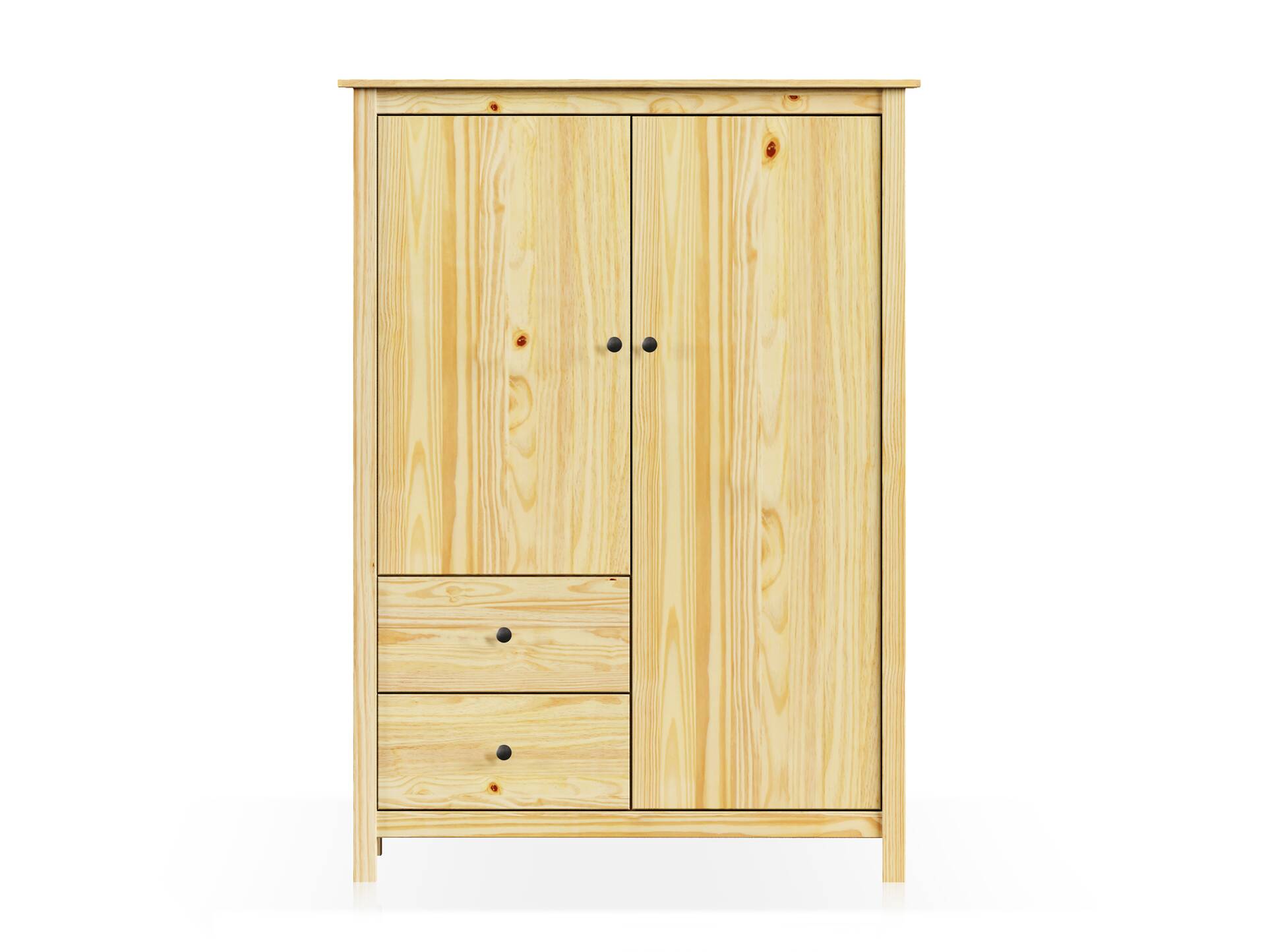 TOBINO Kleiderschrank/Wäscheschrank 2trg, Material Massivholz, Kiefer Kiefer natur | Metall