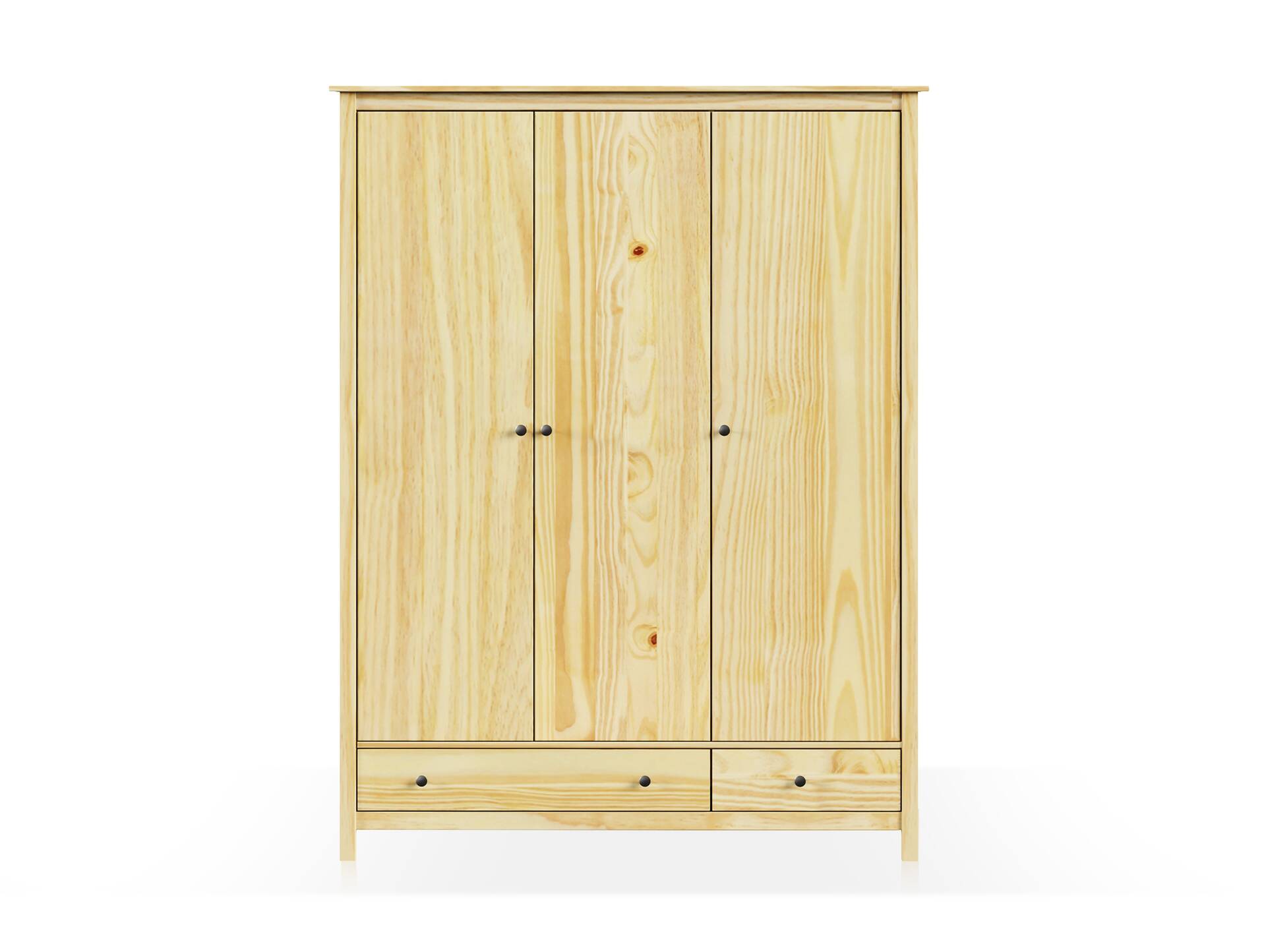 TOBINO Kleiderschrank 3trg, Material Massivholz, Kiefer Kiefer natur | Metall