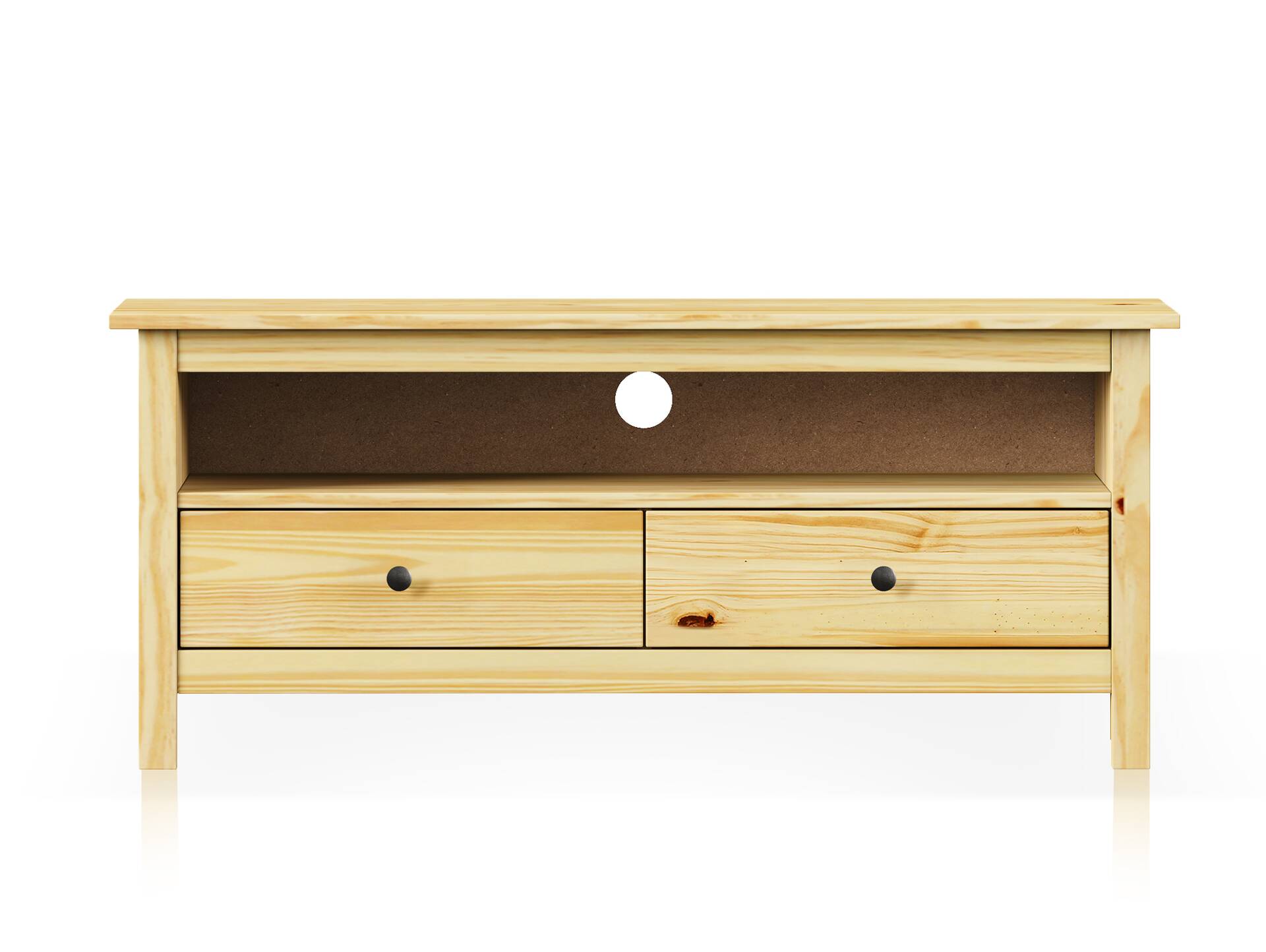 TOBINO Lowboard/TV-Board, Material Massivholz, Kiefer Kiefer natur | Metall