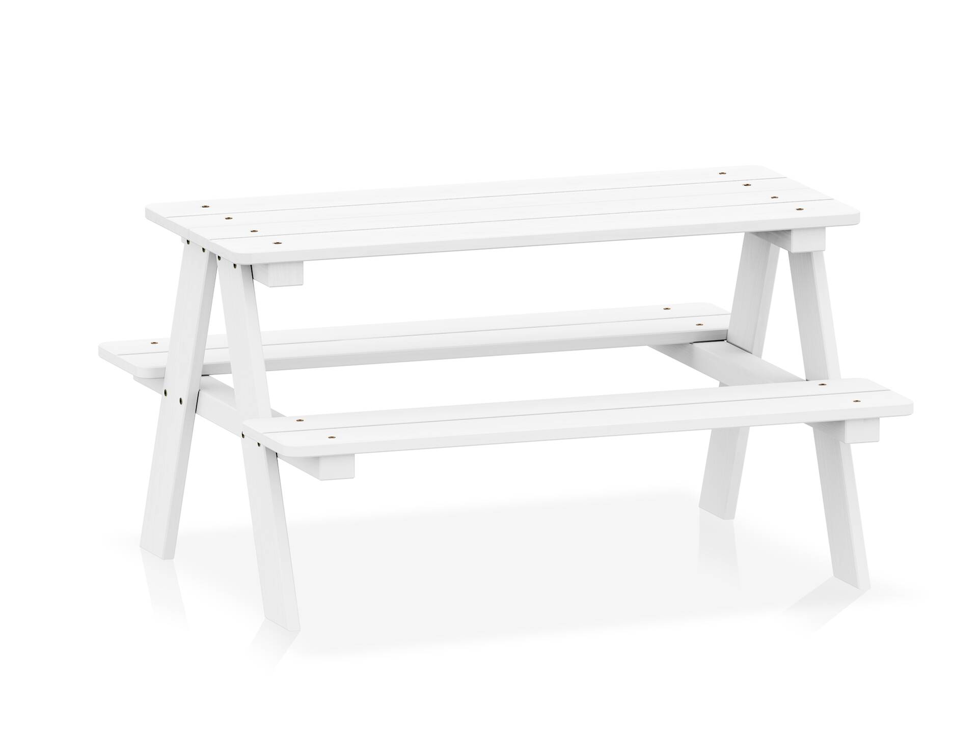PICKNICK Kinder-Sitzgruppe, Material Massivholz Kiefer weiss lackiert