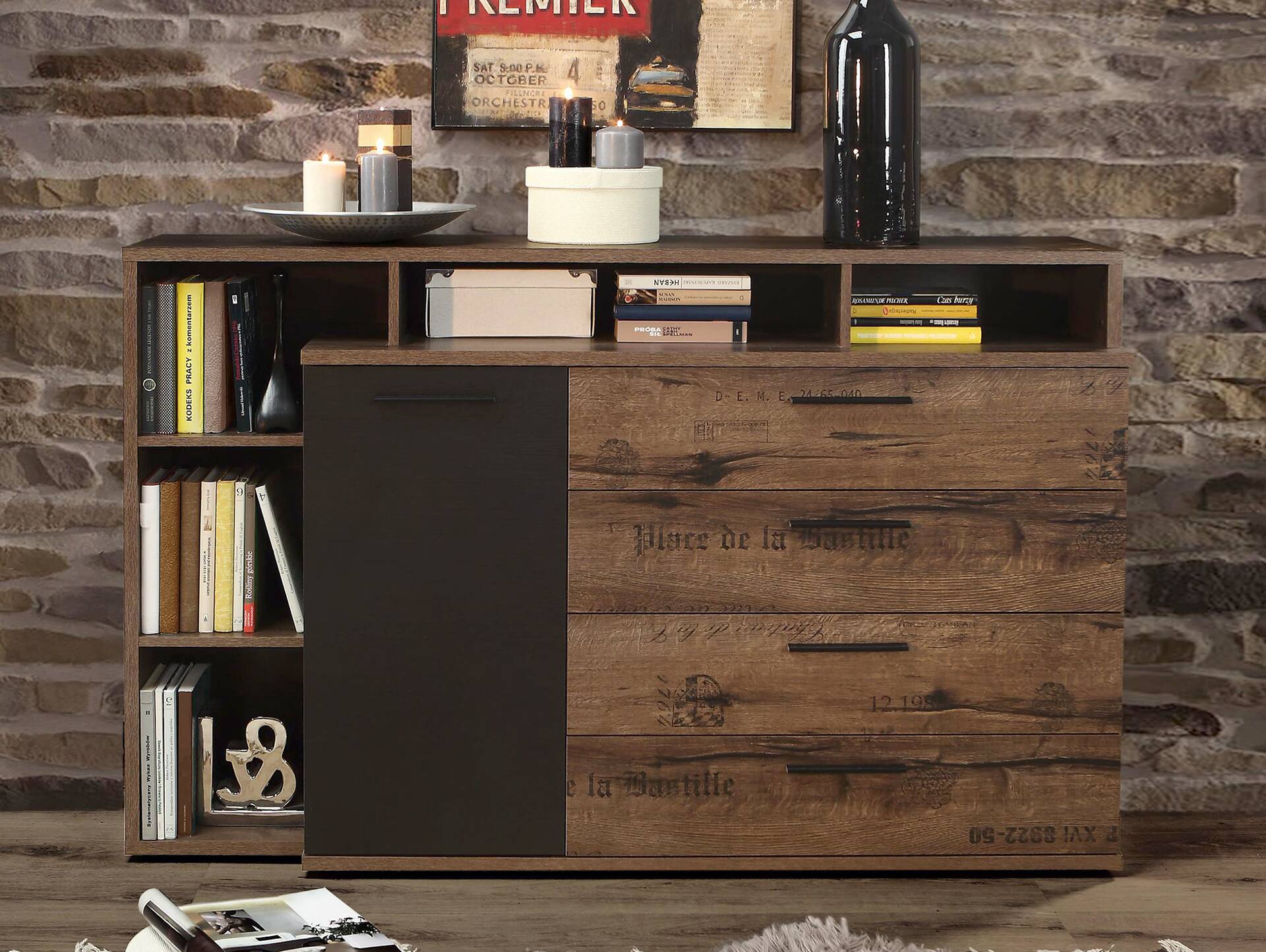 JESOLO Sideboard, Material Dekorspanplatte, schlammeichefarbig 