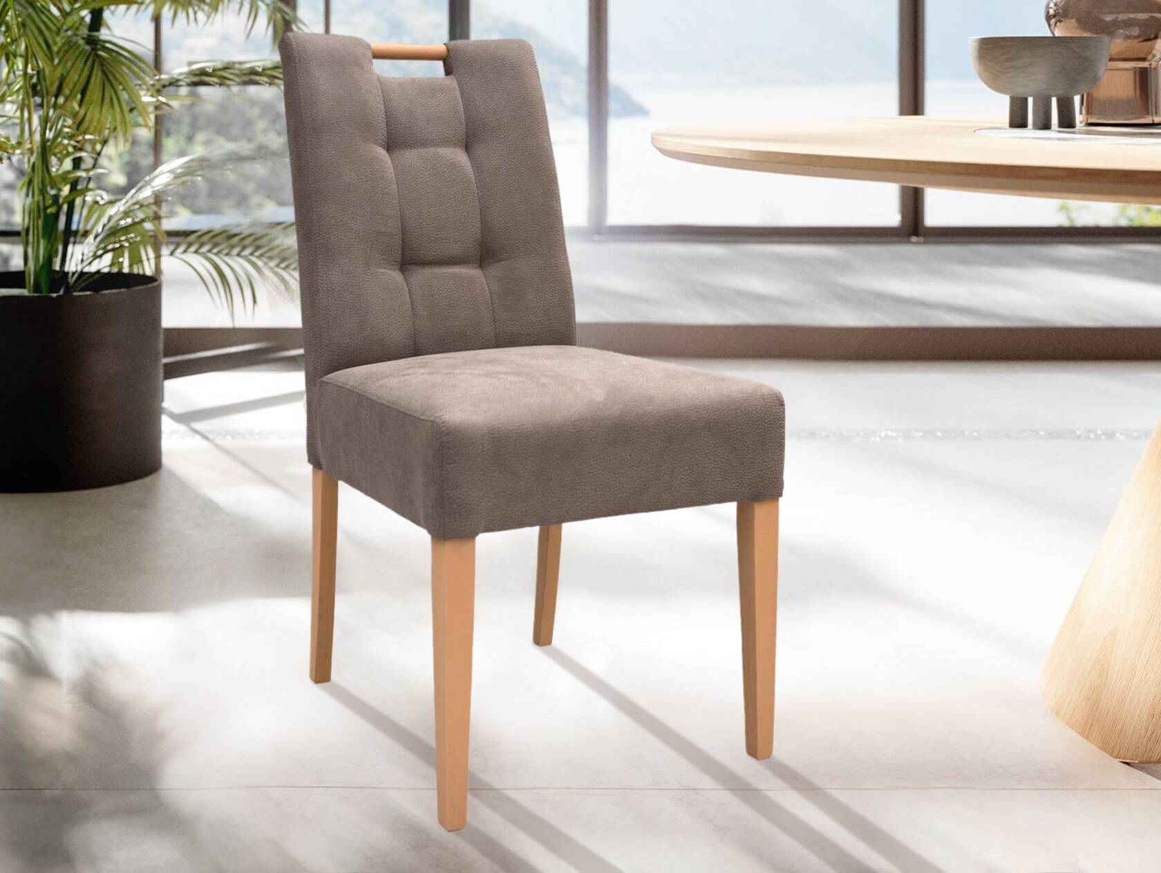 ABANO Polsterstuhl mit Griff, Material Massivholz/Bezug Vintage-Microfaser 