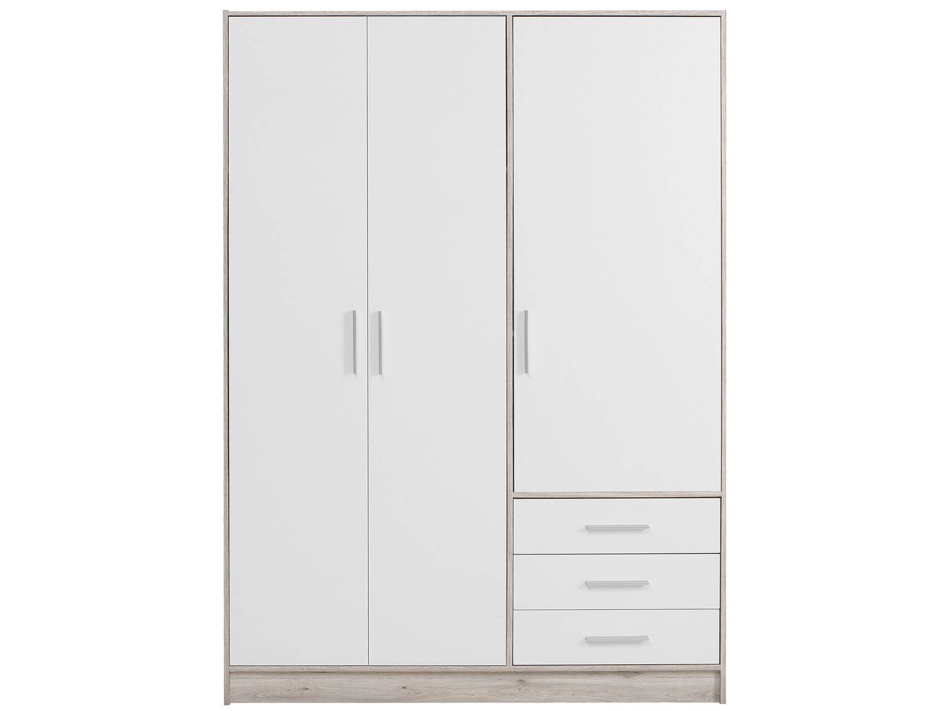 JAMI Kleiderschrank 3-trg mit 3 Schubkästen, Material Dekorspanplatte sandeichefarbig / weiss