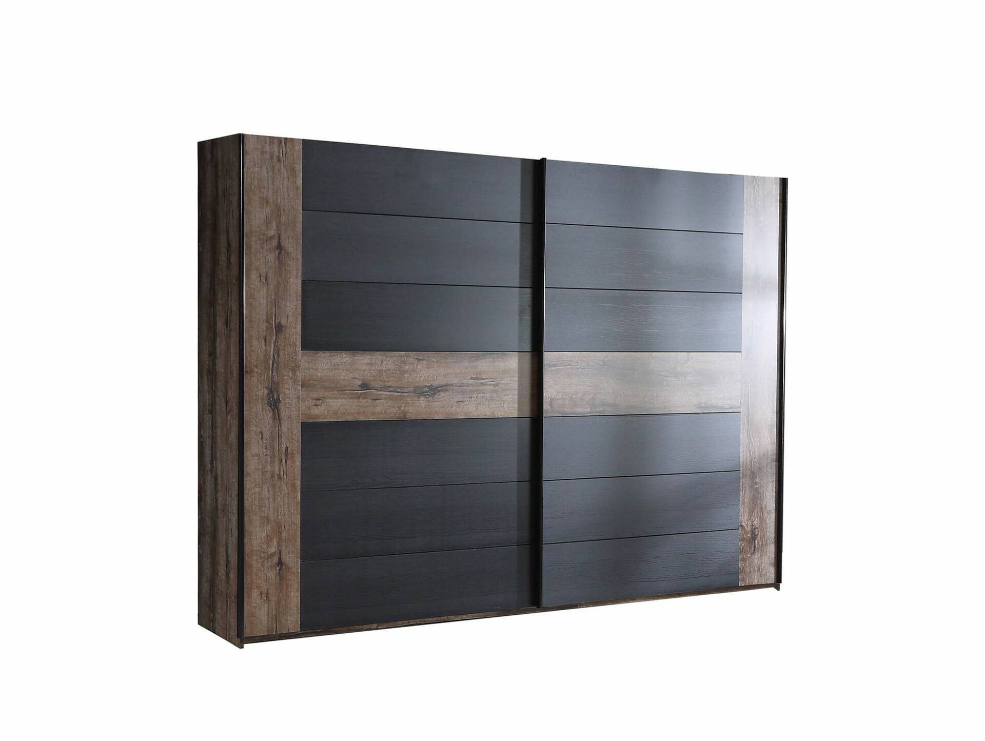 ERLIN Schlafzimmer, Material Dekorspanplatte, schwarzeichefarbig 180 x 200 cm | Schwebetürenschrank