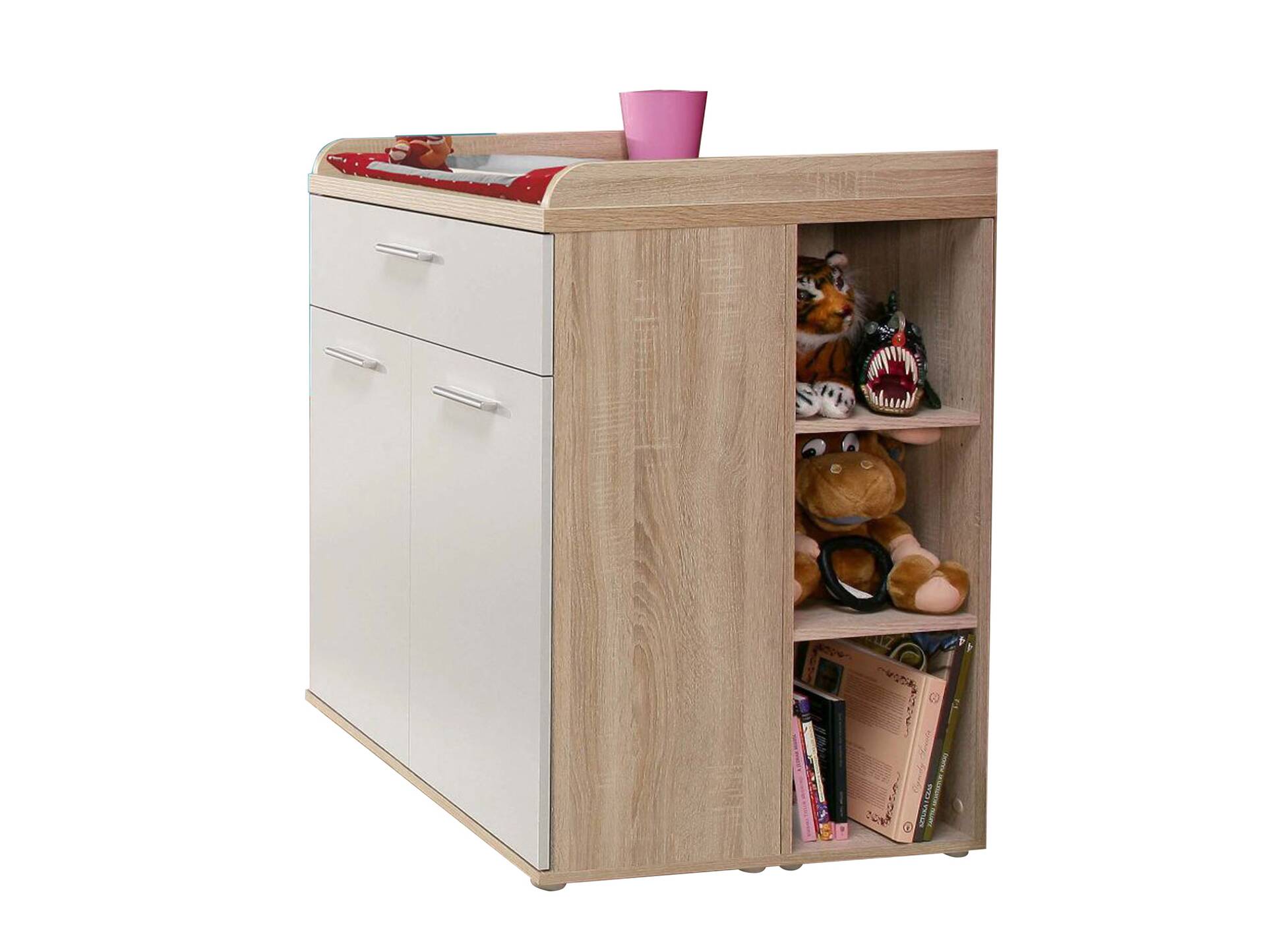 WALDY Kommode (Wickelkommode), Material Dekorspanplatte, Eiche sonomafarbig/weiss 