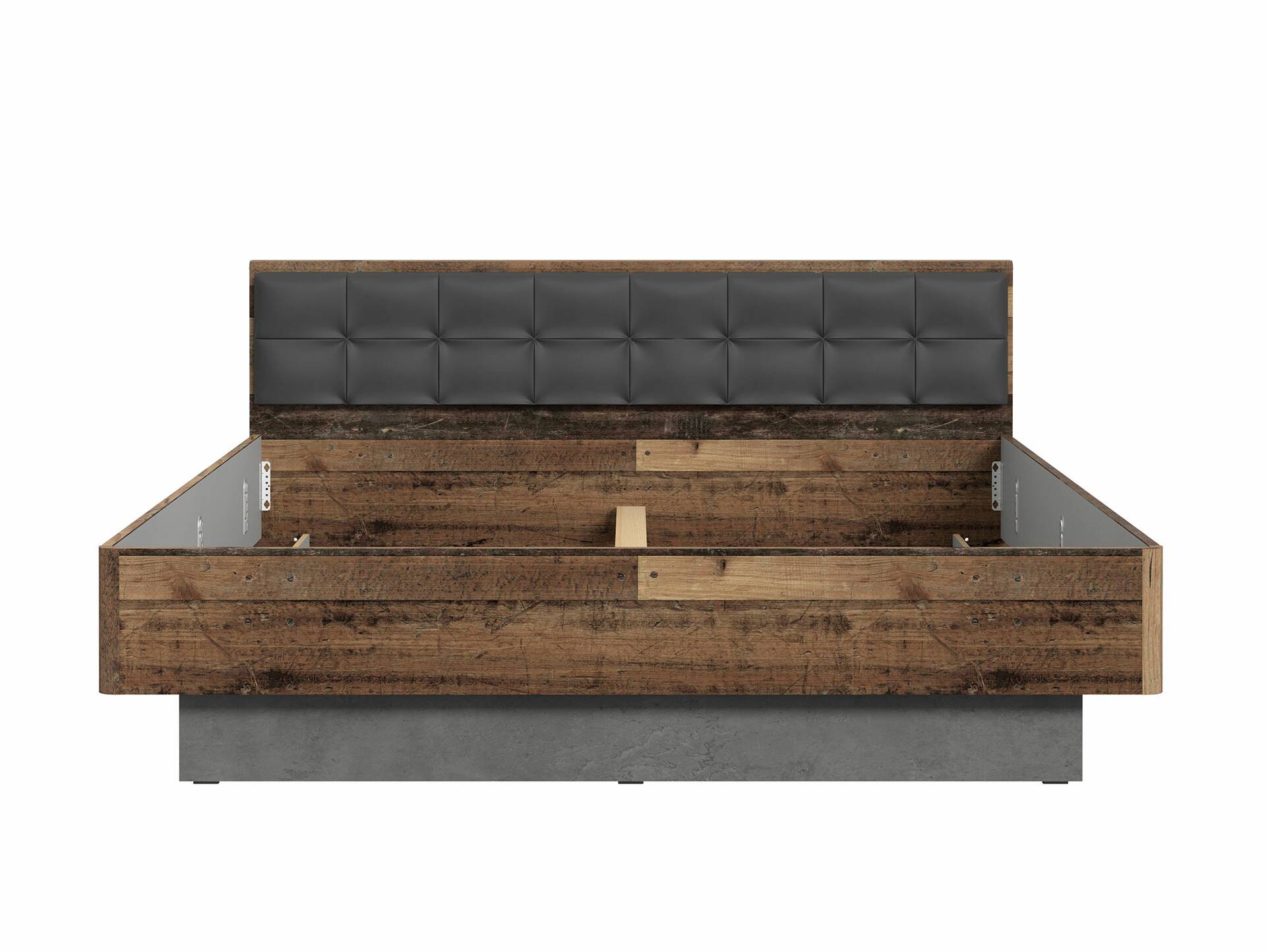 CASSIA Doppelbett 180x200 cm, Material Spanplatte, Old Wood Vintage Nachbildung/betonfarbig 
