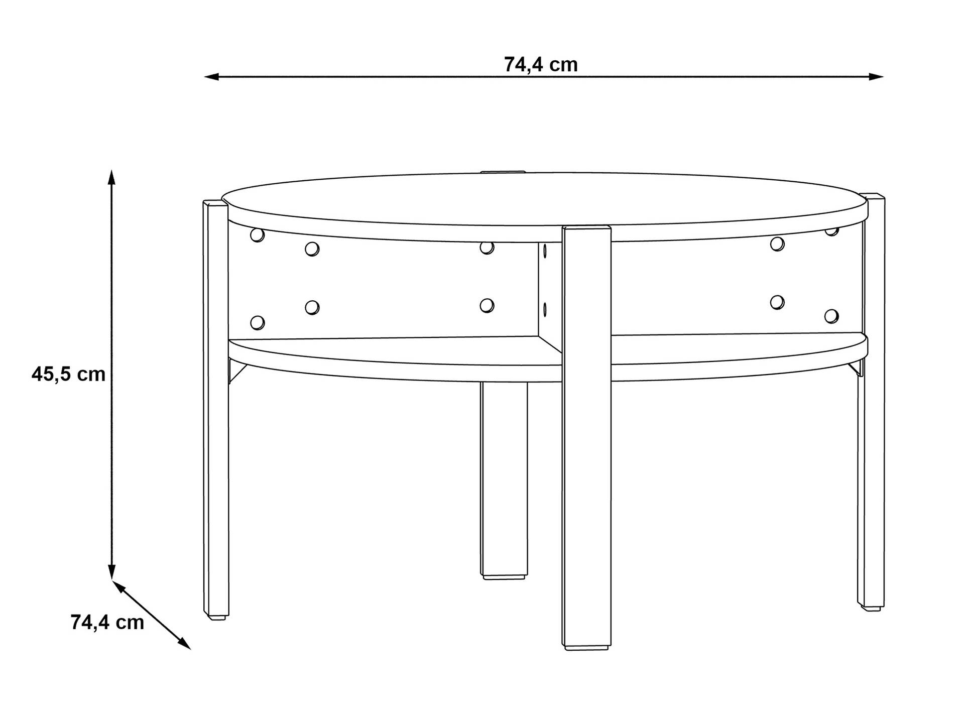 TAFFY Couchtisch, Material Dekorspanplatte, rund schwarz