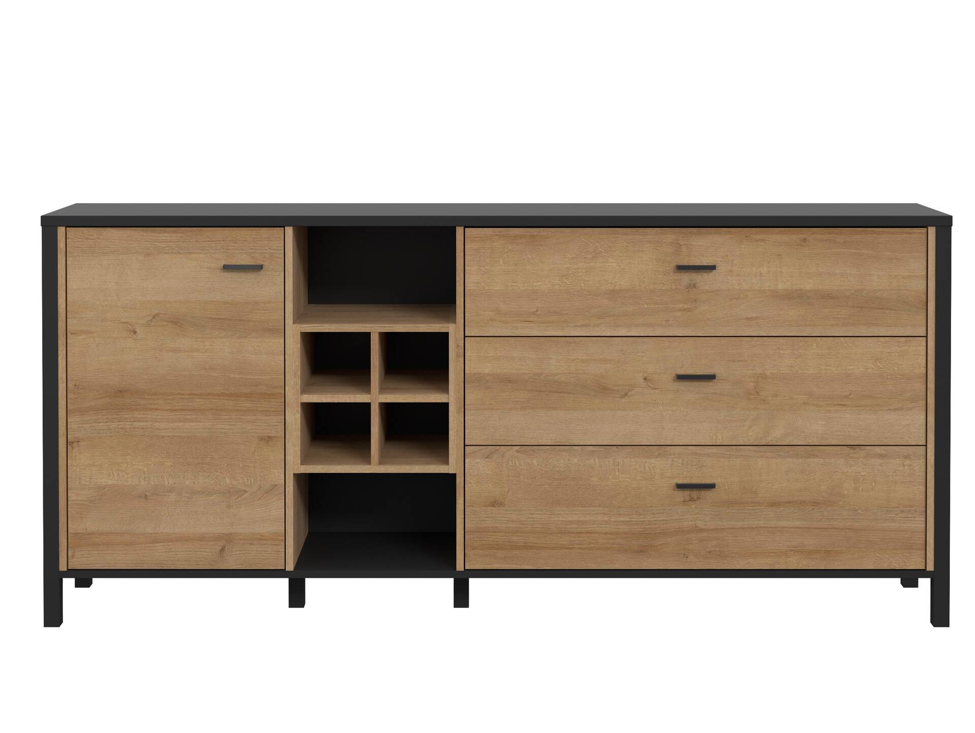 HAVANO Sideboard L II, Material Dekorspanplatte, Riviera Eichefarbig/schwarz 