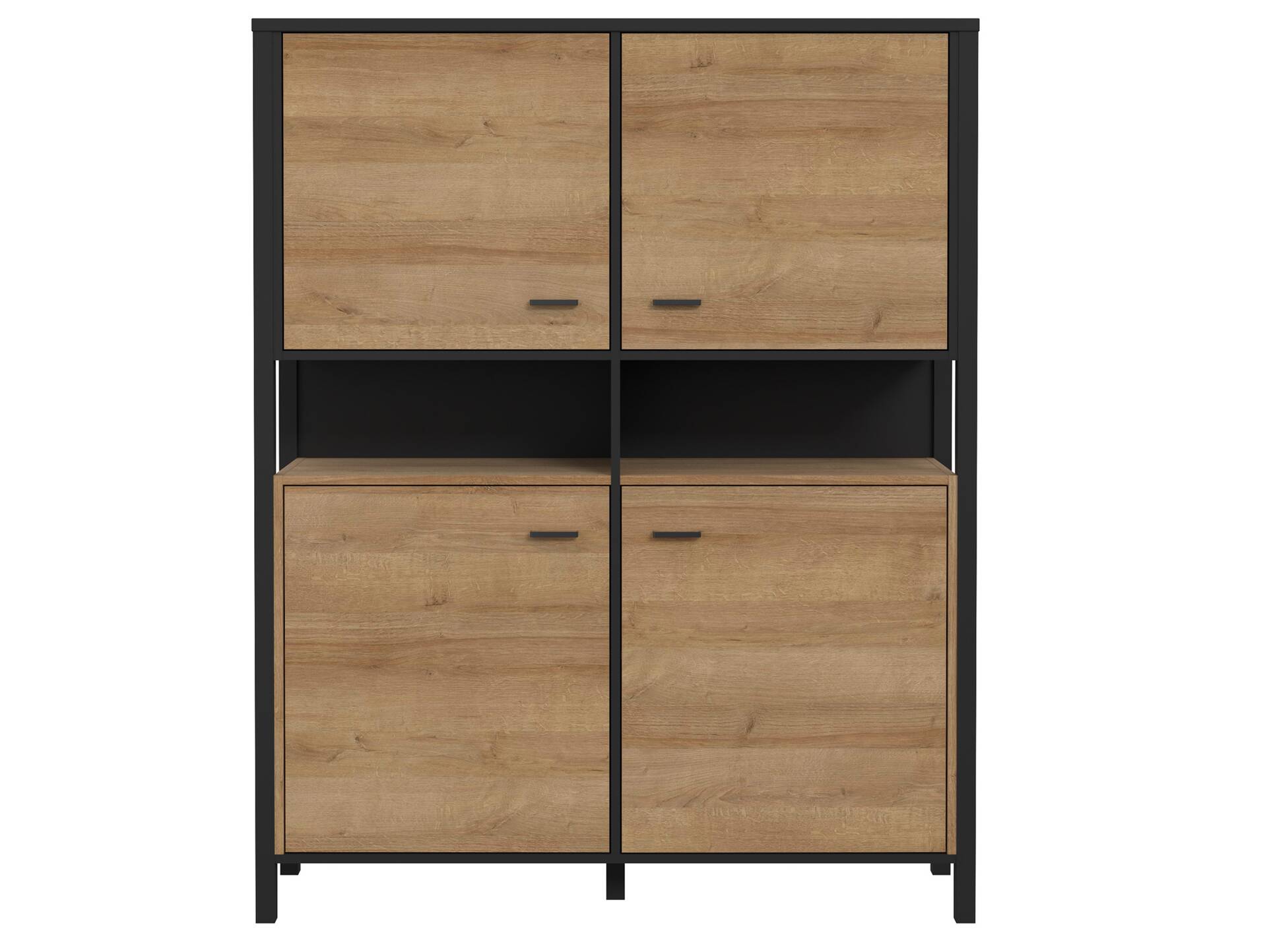 HAVANO Highboard, Material Dekorspanplatte, Riviera Eichefarbig/schwarz 