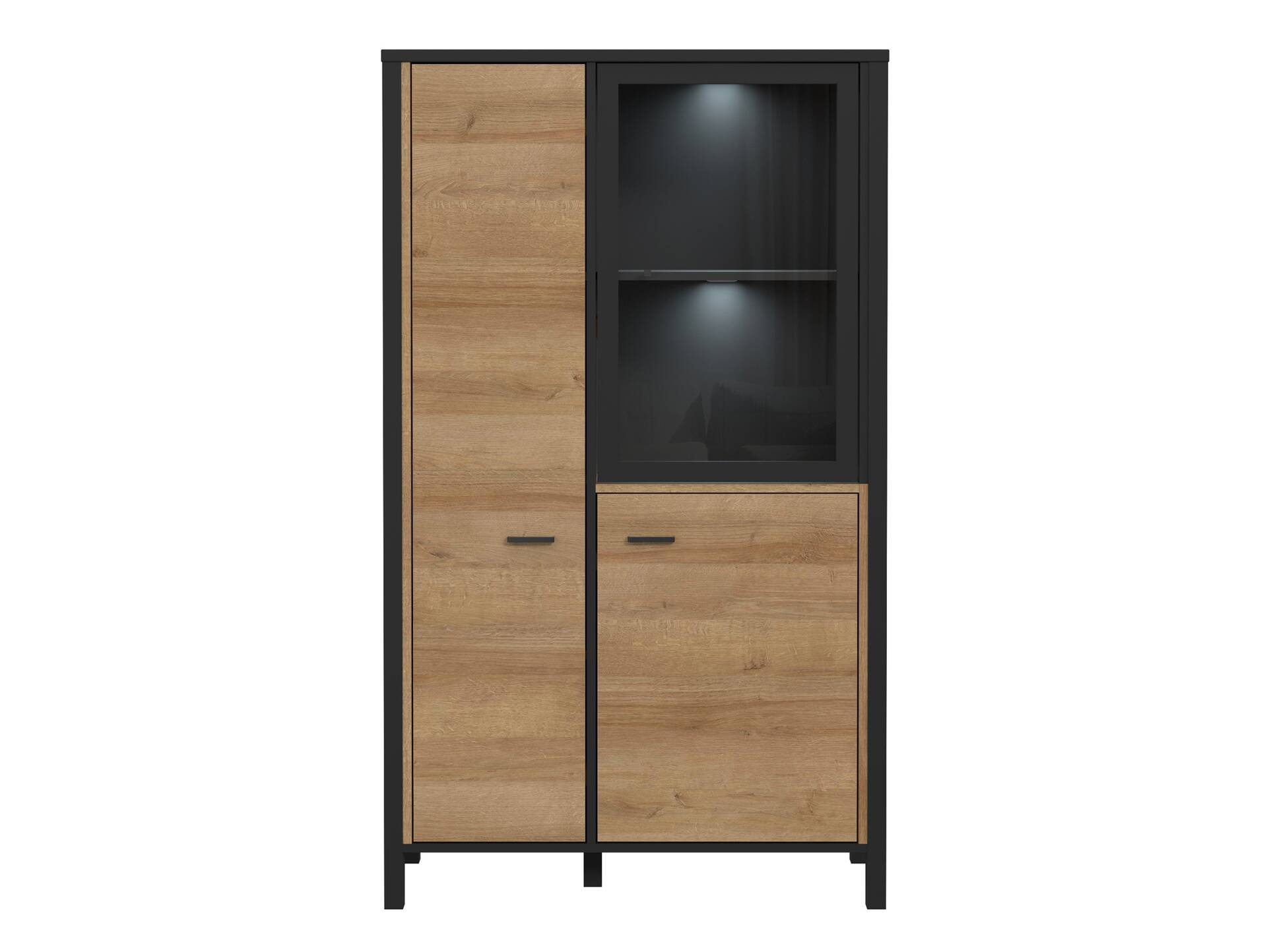 HAVANO Highboard II, Material Dekorspanplatte, Riviera Eichefarbig/schwarz 