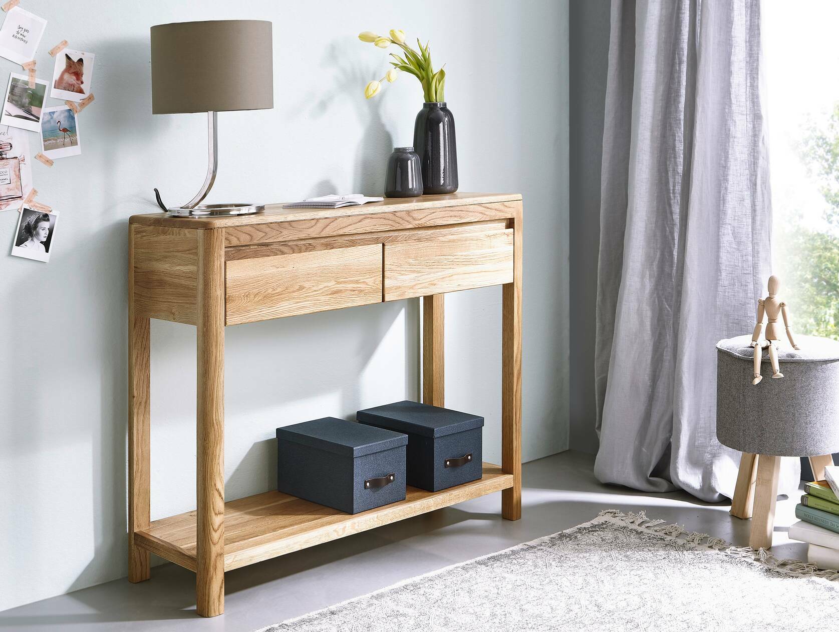 VERONA Konsolentisch, Material Massivholz, Wildeiche geölt 