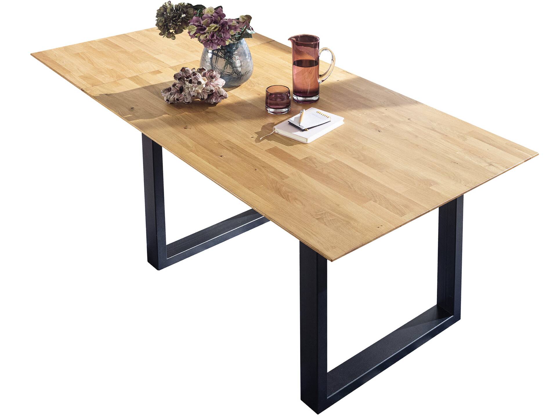 SONERO Esstisch / Ausziehtisch mit Kufenbeinen, Material Massivholz Wildeiche | 180/230x90 cm