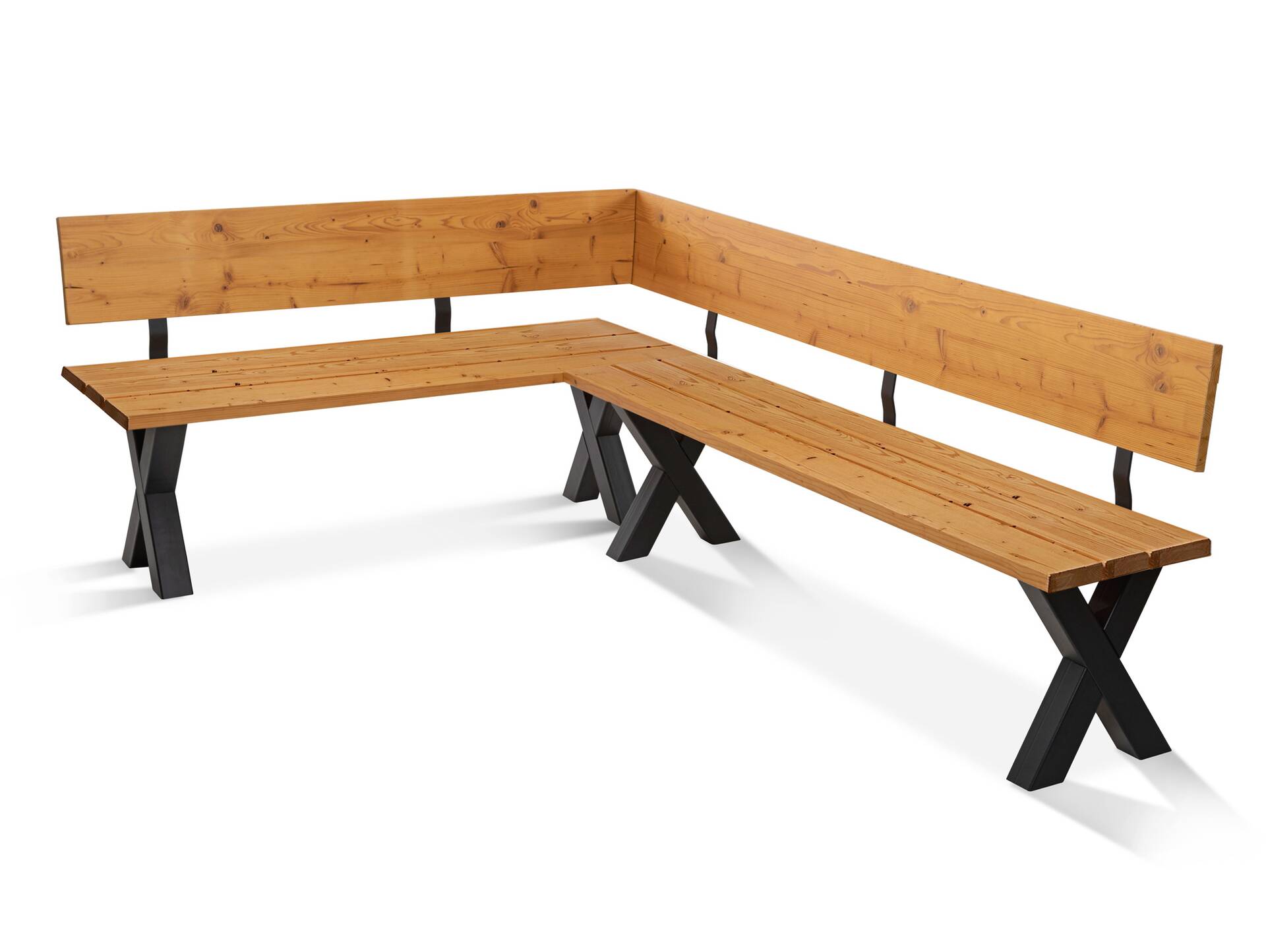 KENTUCKY Garten-Eckbank mit X-Beinen, Altholzoptik, Material Massivholz, THERMO-Fichte gebürstet/lasiert 167 x 224 cm | natur