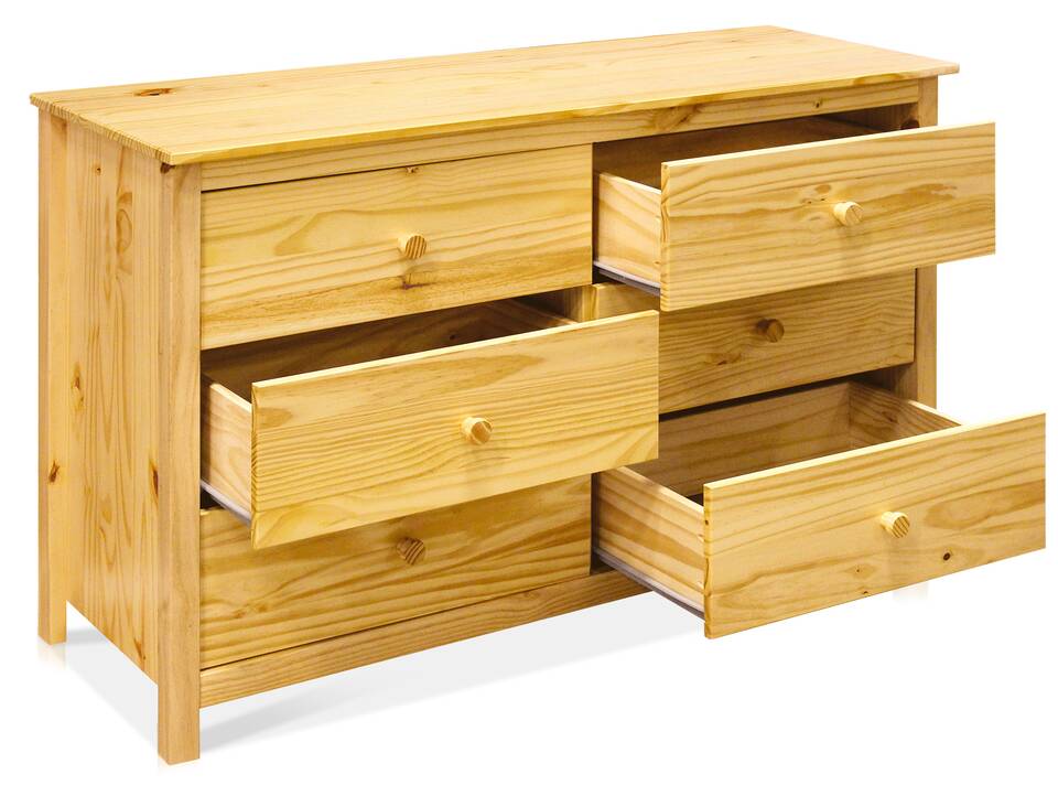 TOBINO Kommode mit 6 Schubladen, Material Massivholz, Kiefer Kiefer natur | Holz