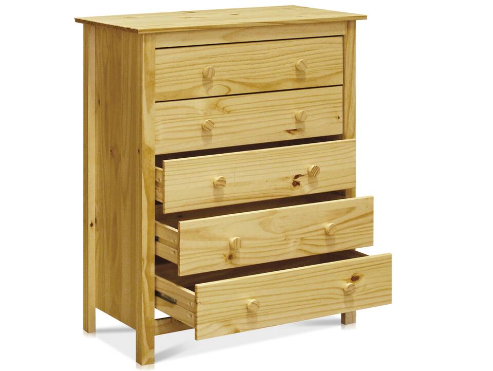 TOBINO Kommode mit 5 Schubladen, Material Massivholz, Kiefer Kiefer natur | Holz