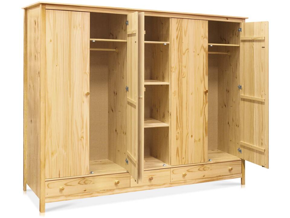 TOBINO Kleiderschrank 5trg, Material Massivholz, Kiefer Kiefer natur | Holz