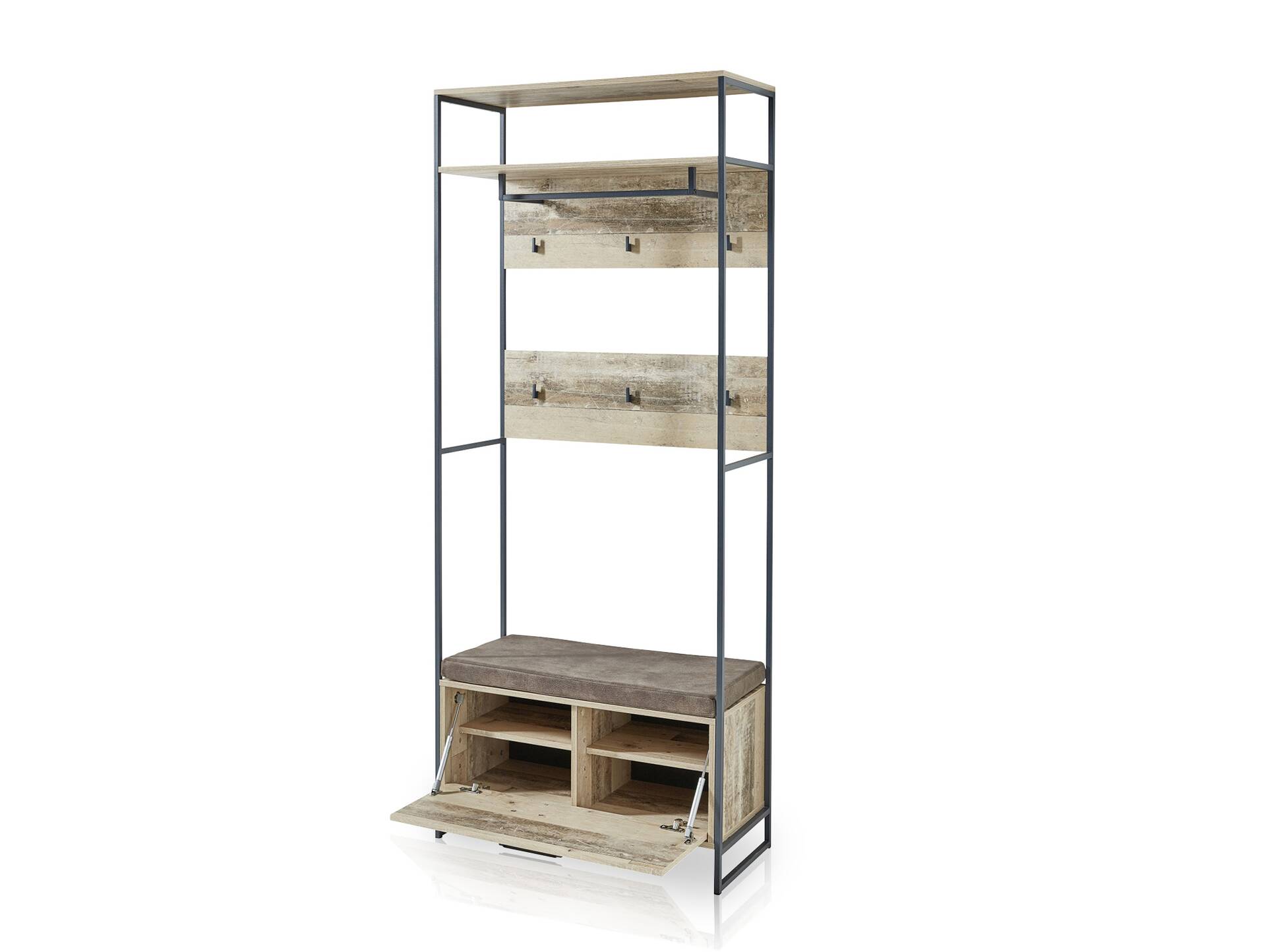 RAMINA Bankregal mit Sitzkissen, Material Dekorspanplatte, Used Style braun/anthrazit 