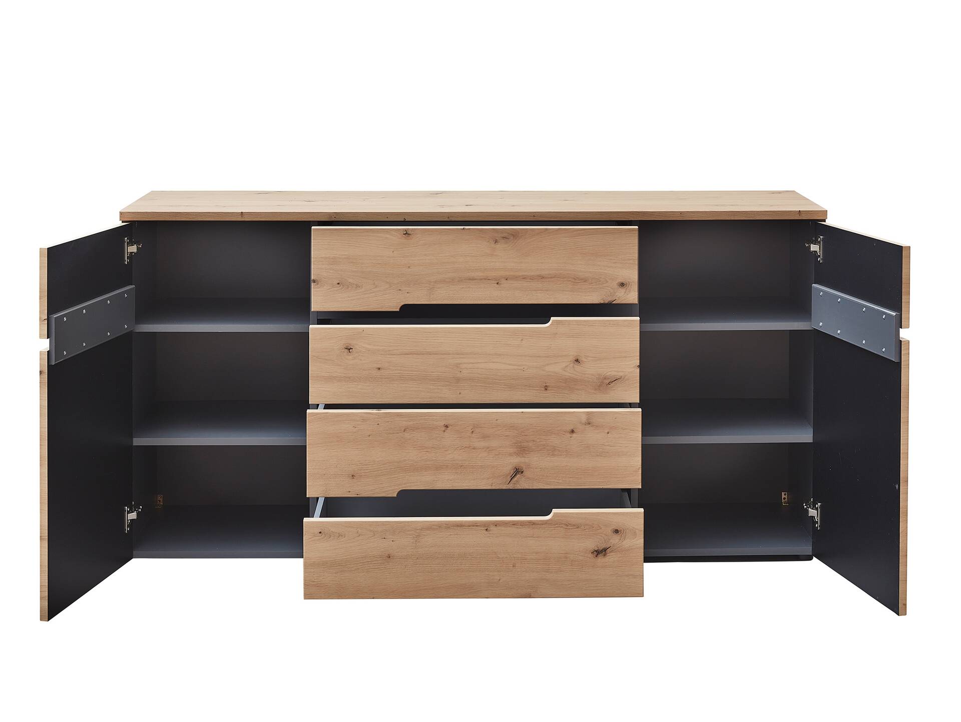 MAILAND Sideboard, Material Dekorspanplatte Artisan eichefarbig / Graphit