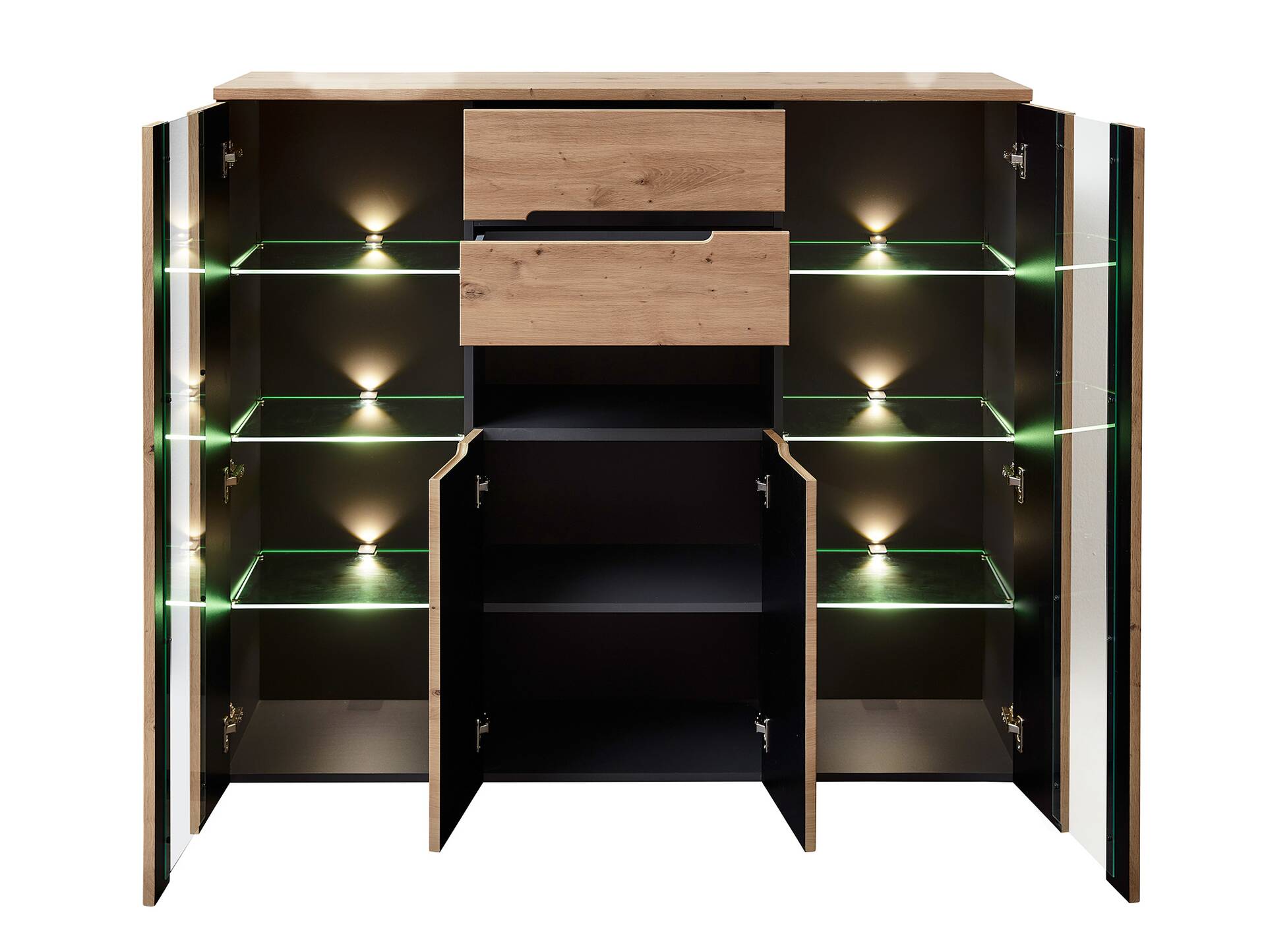 MAILAND Highboard, Material Dekorspanplatte Artisan eichefarbig / Graphit