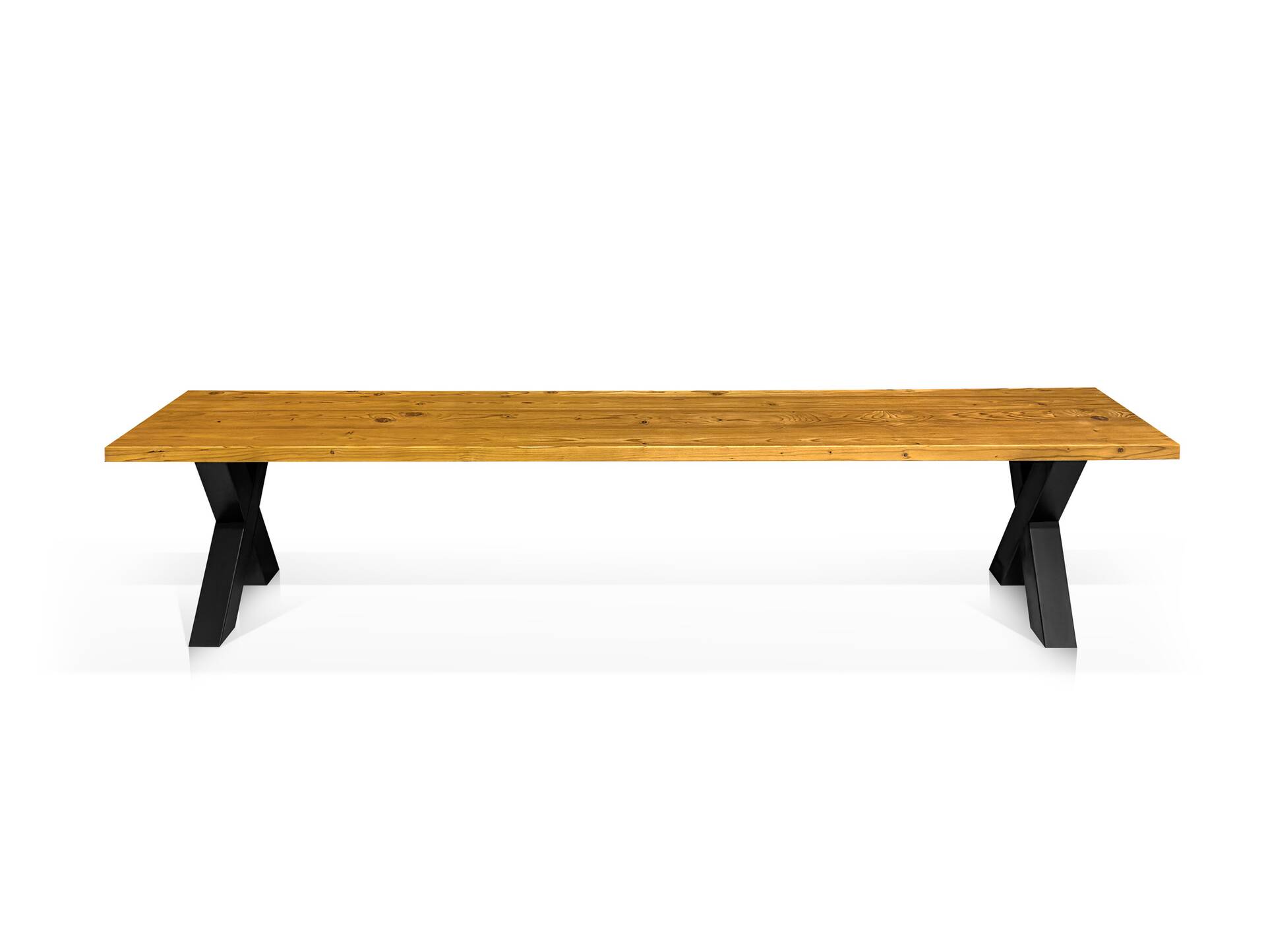 ALABAMA Sitzbank mit X-Beinen, Altholzoptik, Material Massivholz, THERMO-Fichte lackiert 180 cm | ohne Rückenlehne | natur