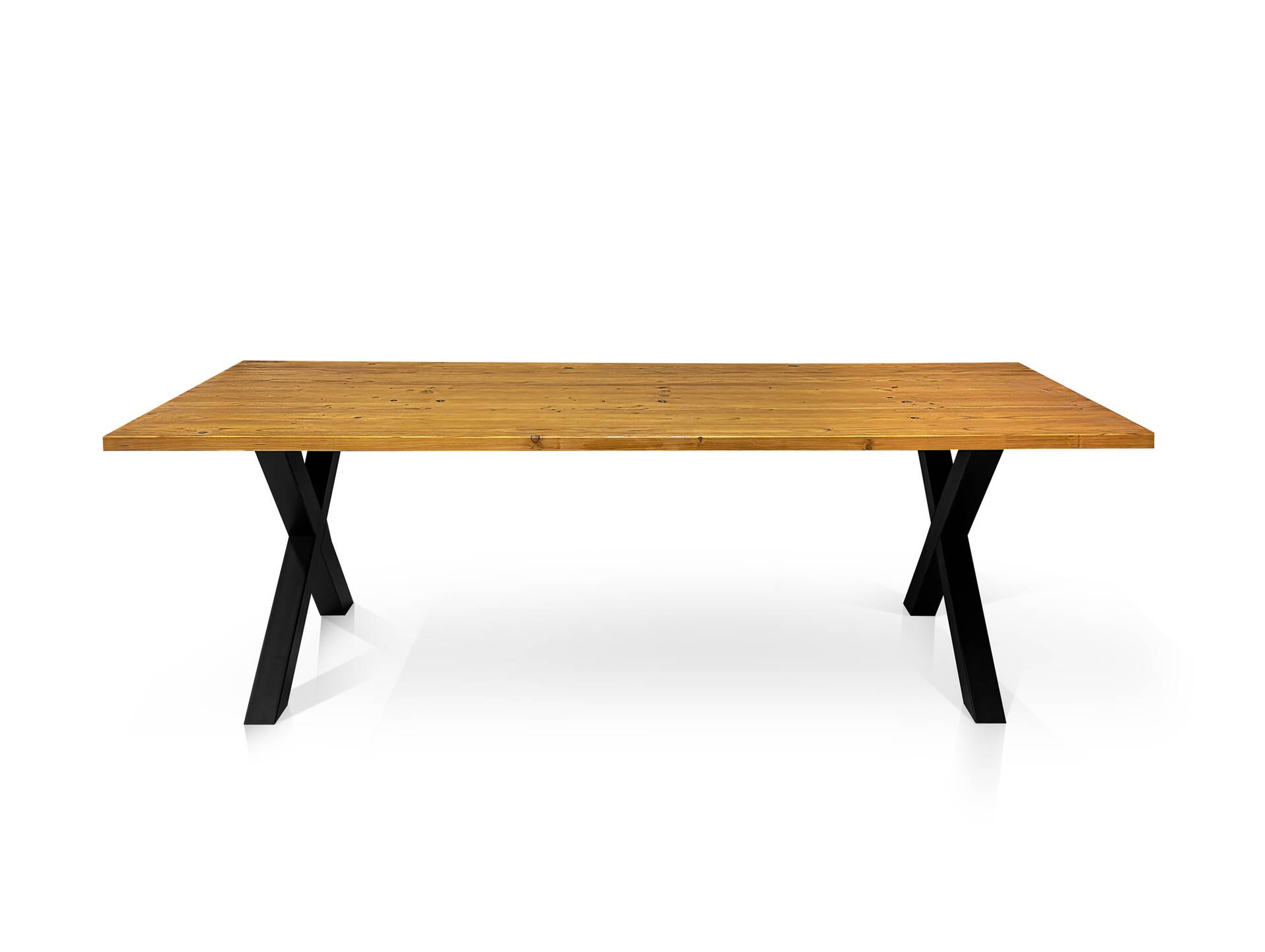 ALABAMA Massivholztisch mit X-Beinen, Altholzoptik, THERMO-Fichte lasiert 160 x 100 cm | natur