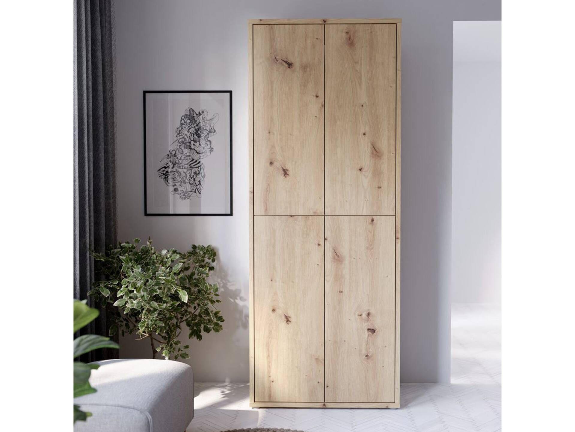 ADIAGO 4trg. Schuh-/Mehrzweckschrank, Material Dekorspanplatte Artisan eichefarbig