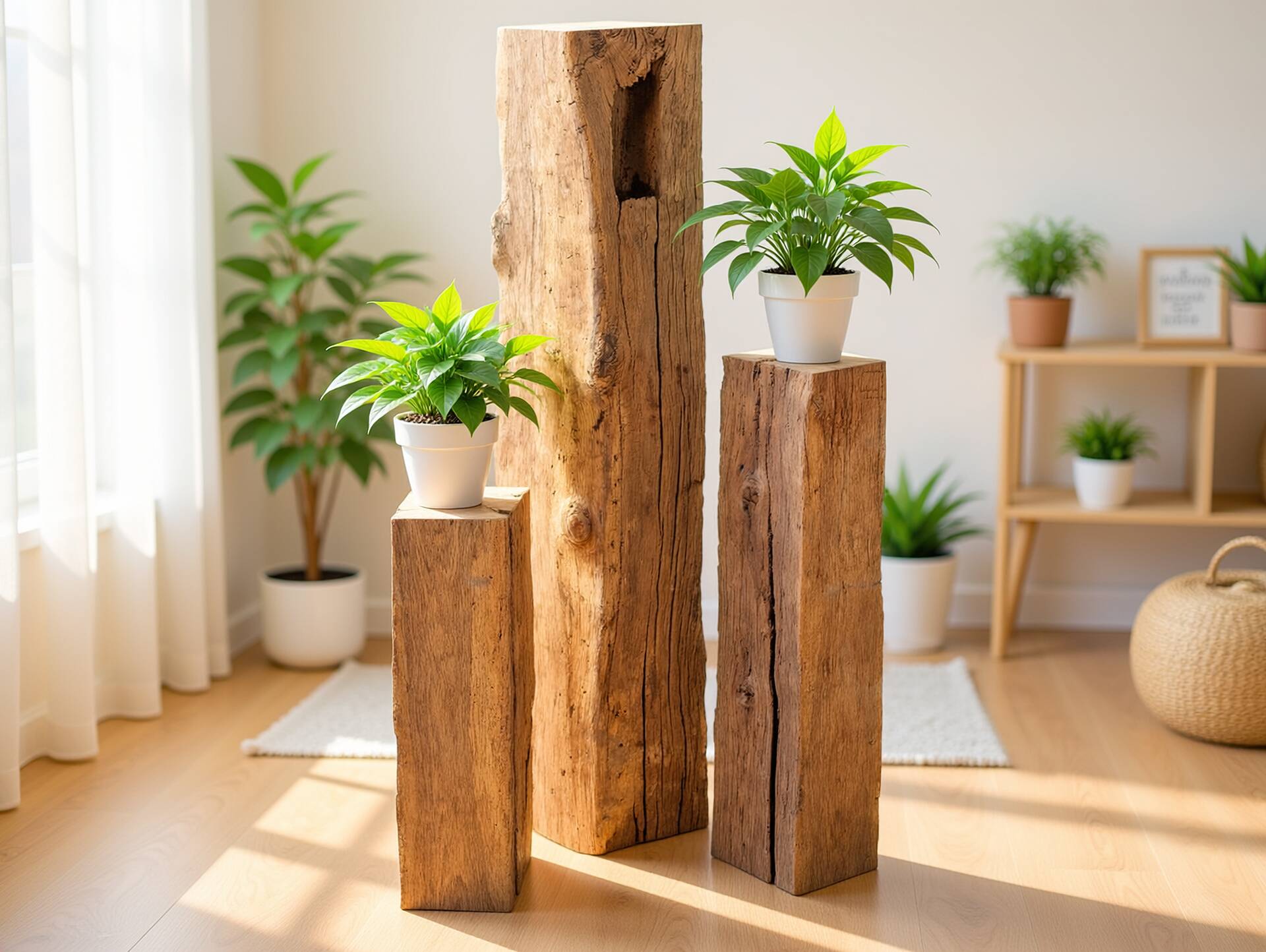 Blumensäule / Dekosäule, Material Massivholz, Eiche-Altholz 16 - 20 cm | 70 cm
