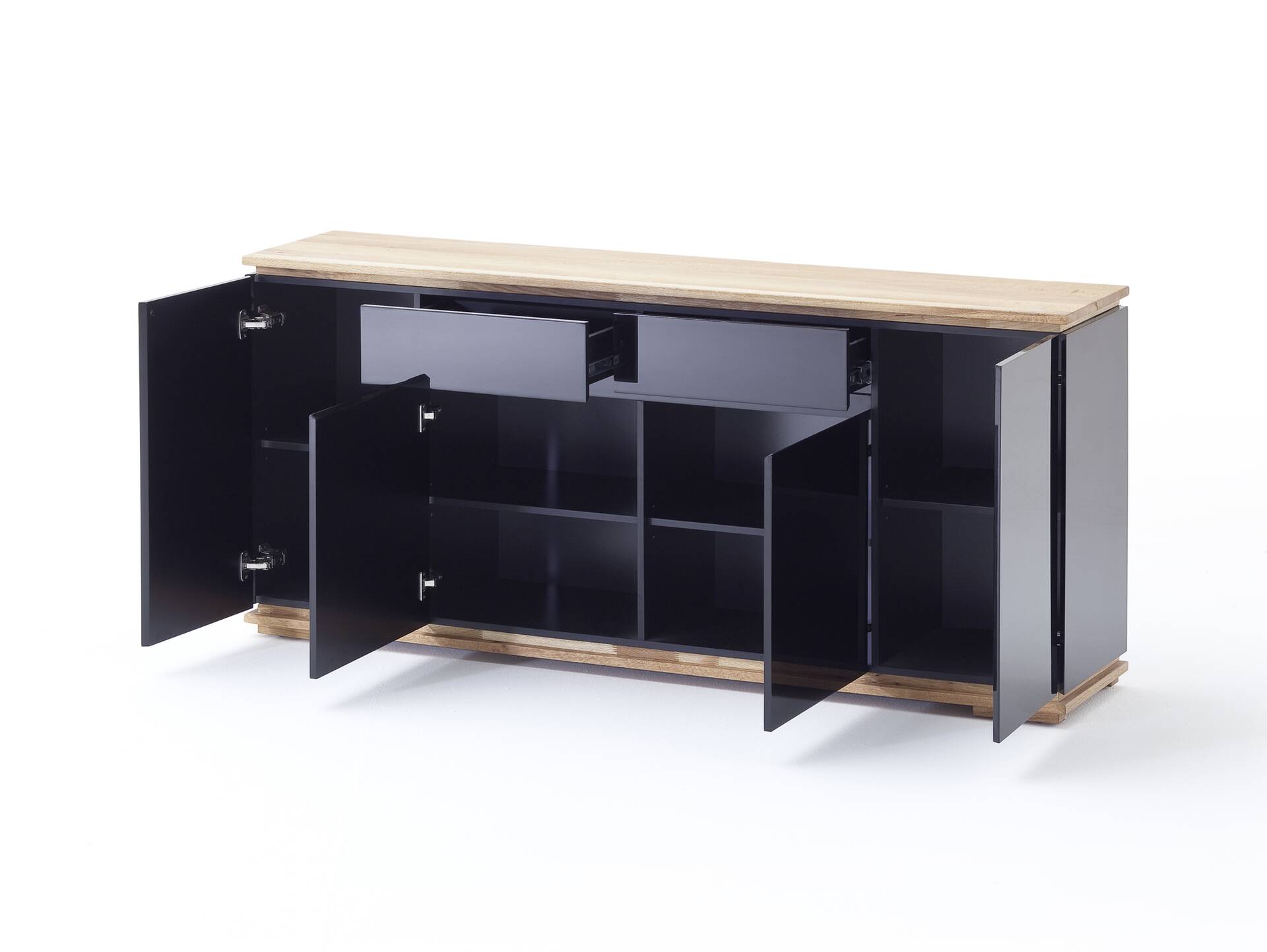 CITTO Sideboard II mit 4 Türen + 2 Schubkästen, Material Massivholz/MDF, Asteiche geölt 