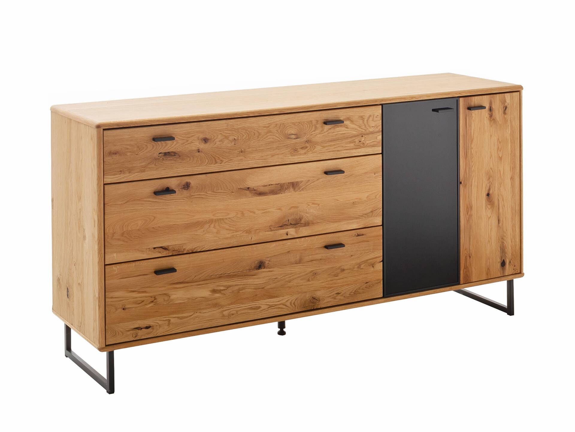 ALMERIO Sideboard, Wildeiche teilmassiv, anthrazitfarbig 