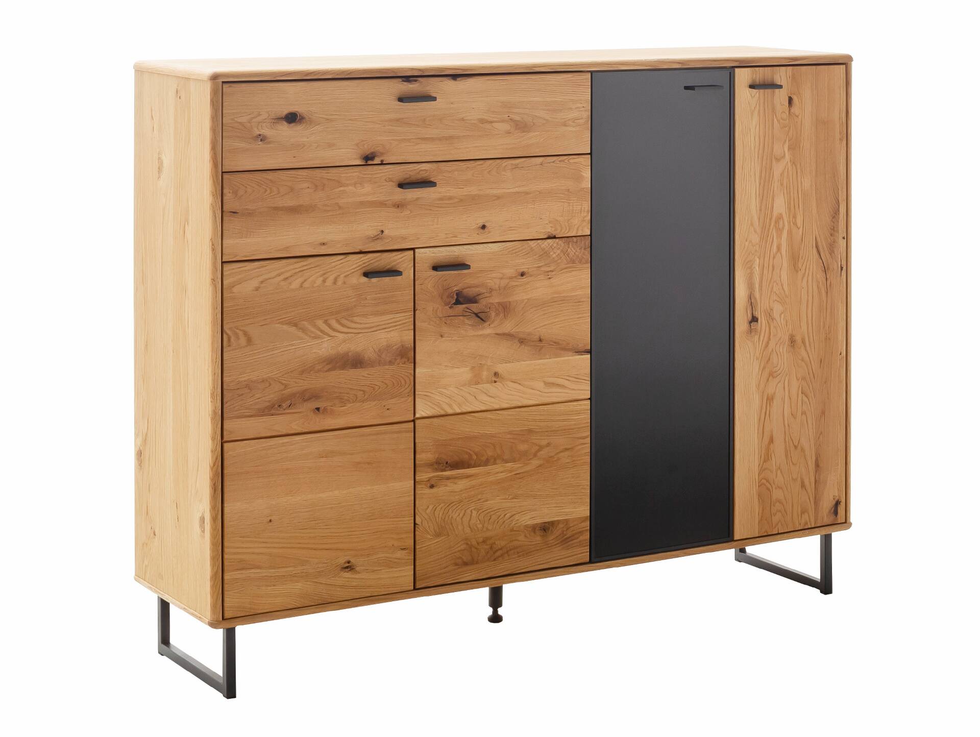 ALMERIO Highboard, Wildeiche teilmassiv, anthrazitfarbig 