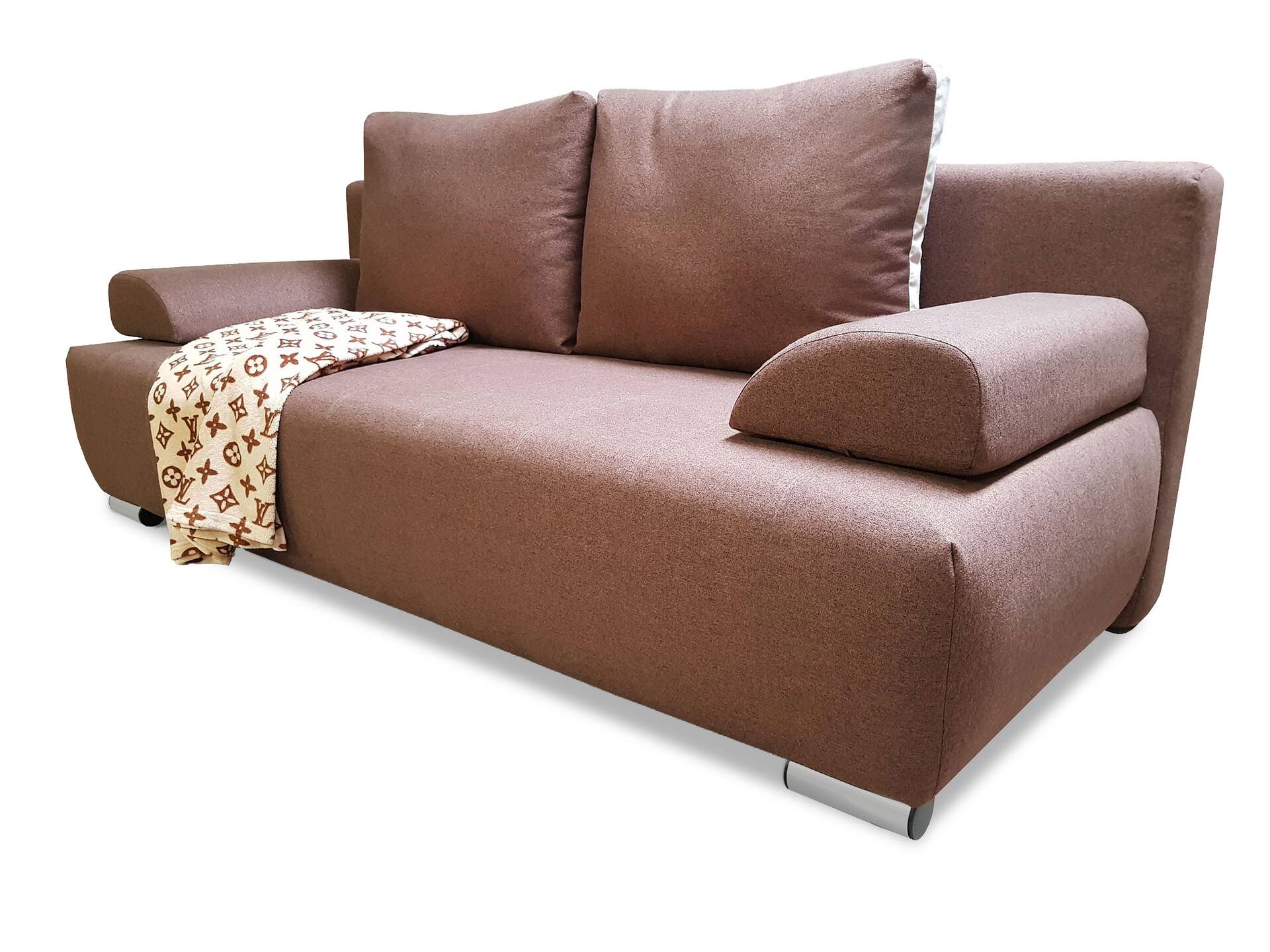 AMIR Schlafsofa mit Bettkasten, Stoffbezug dunkelbraun/beige