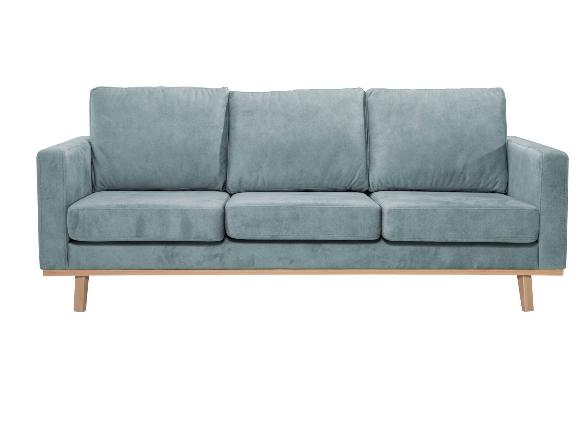 CORIN 3-Sitzer Sofa mit Echtholz-Untergestell, Bezug in Velour-Optik Mint