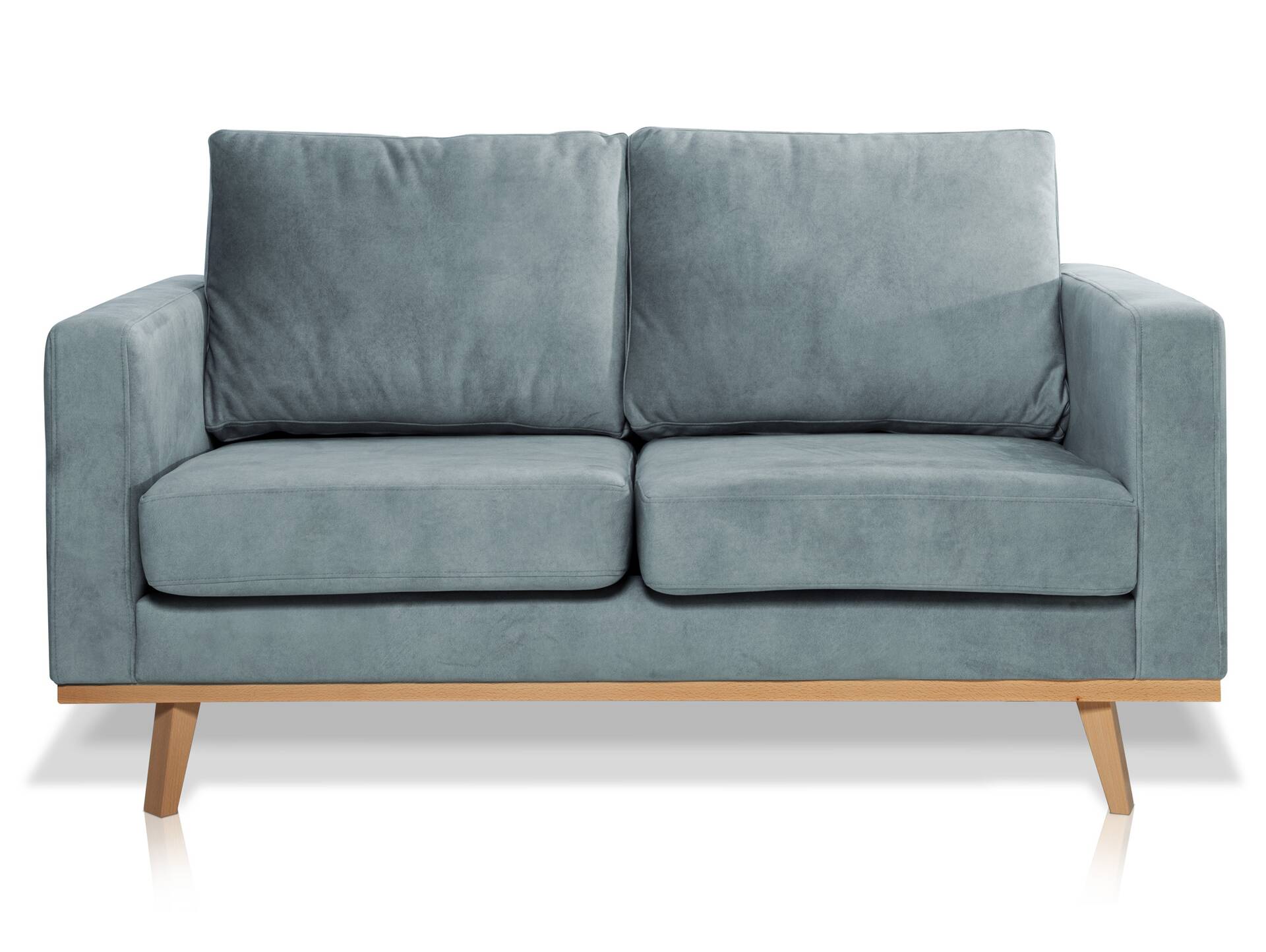 CORIN 2-Sitzer Sofa mit Echtholz-Untergestell, Bezug in Velour-Optik Mint