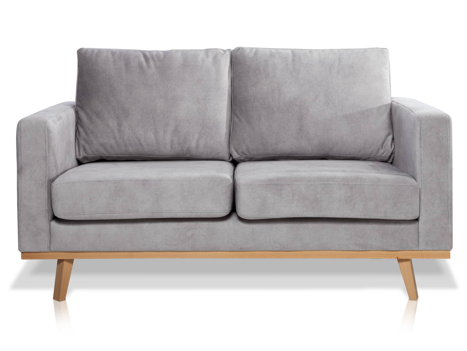 CORIN 2-Sitzer Sofa mit Echtholz-Untergestell, Bezug in Velour-Optik Silbergrau